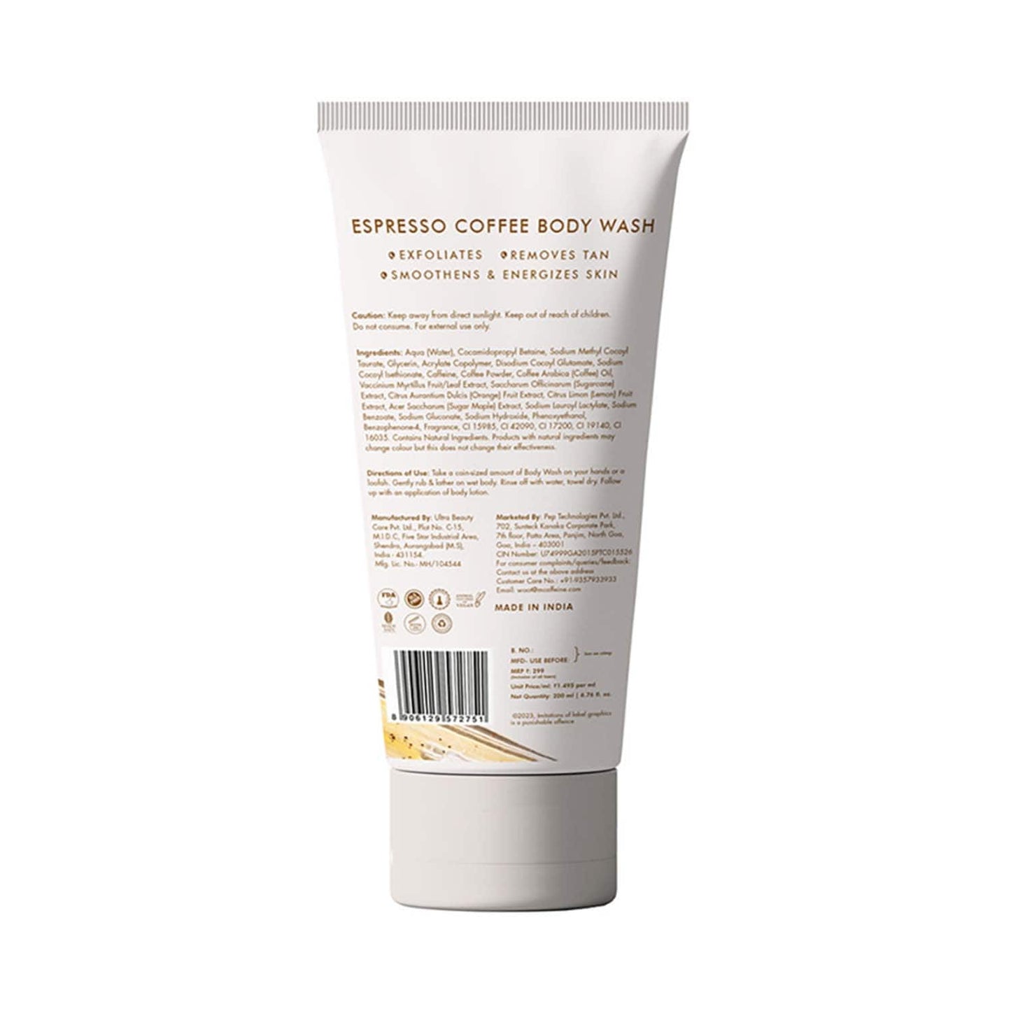 mCaffeine Espresso Body Wash Tube (200ml)