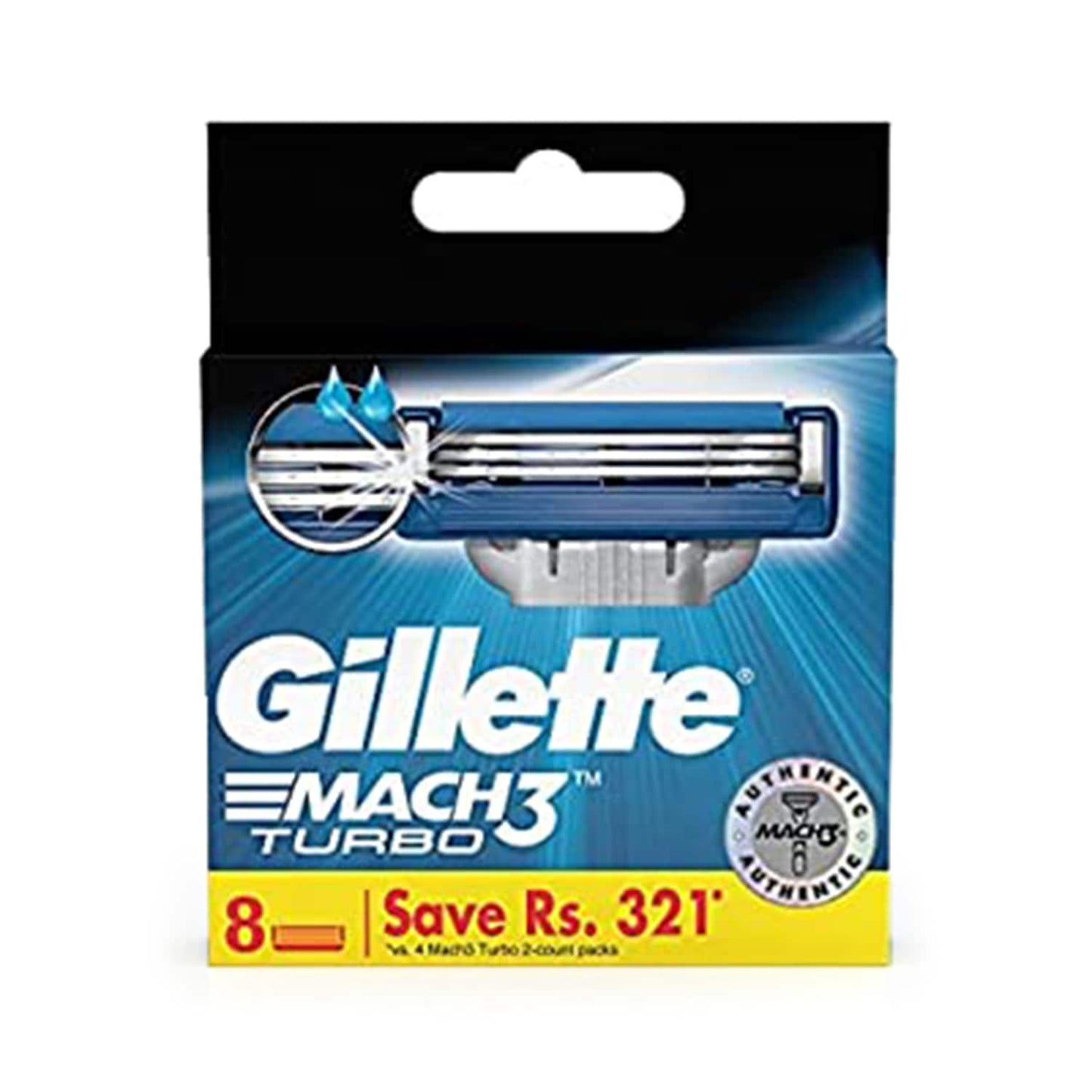 Gillette Mach 3 Turbo Manual Shaving Razor Blades Cartridge (8Pcs)