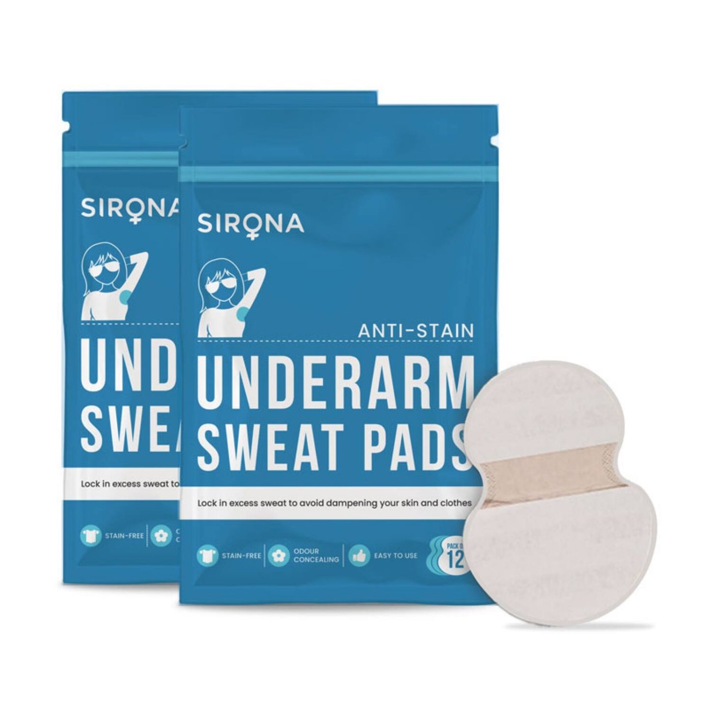 Sirona Under Arm Sweat Pads for Men and Women - (2 Pack - 12 Pads Each) Combo