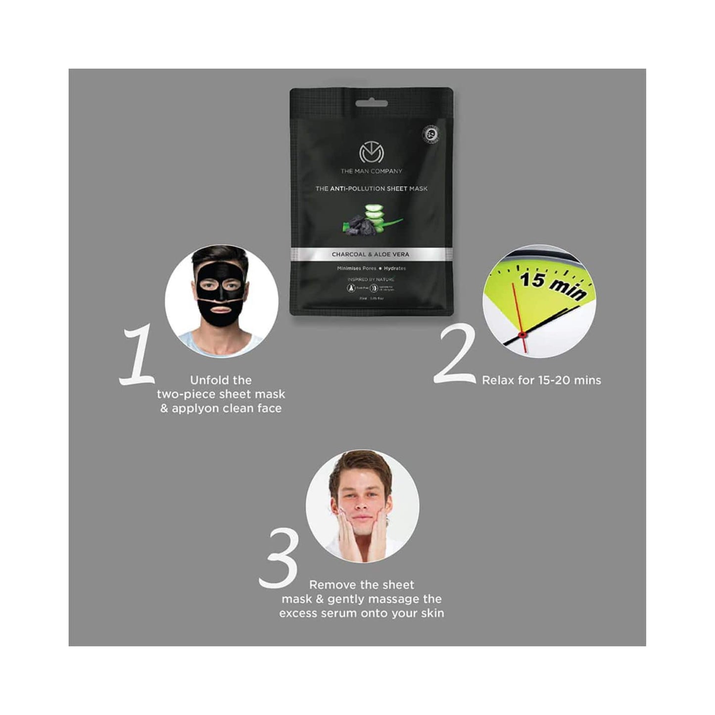 The Man Company Charcoal Face Sheet Mask Set (3Pcs)