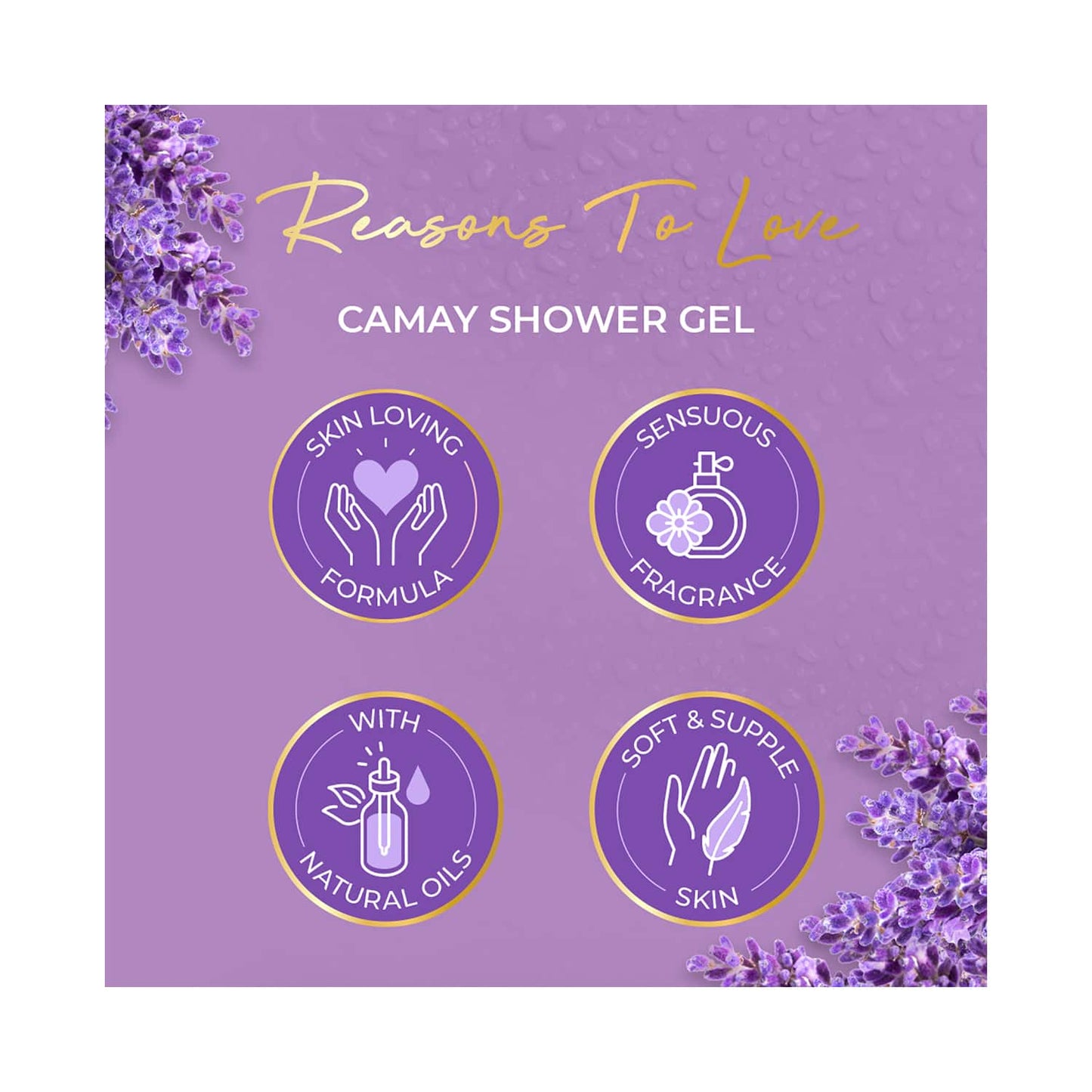 Camay Paris Lavender Shower Gel with Natural Oils (500ml)