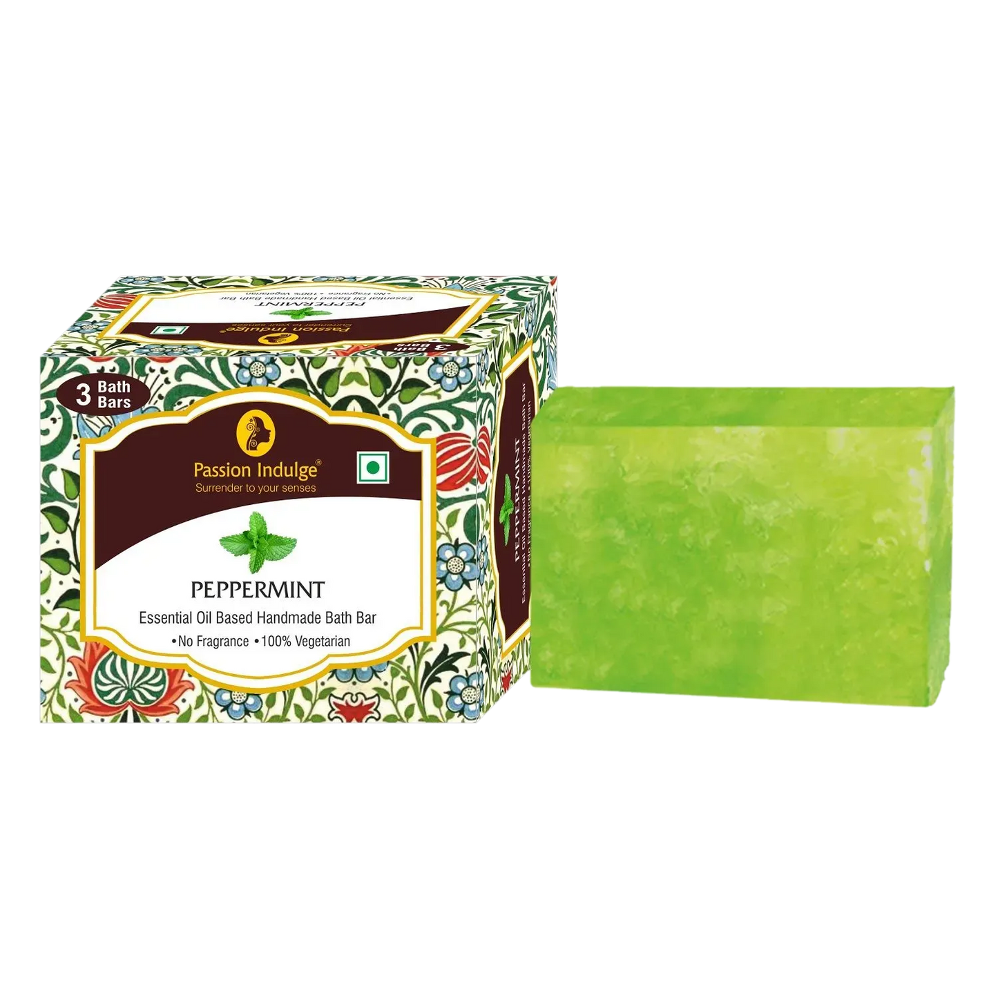 Passion Indulge Pappermint Handmade Bath Bar Soap - Pack Of 3 (100 gm Each)