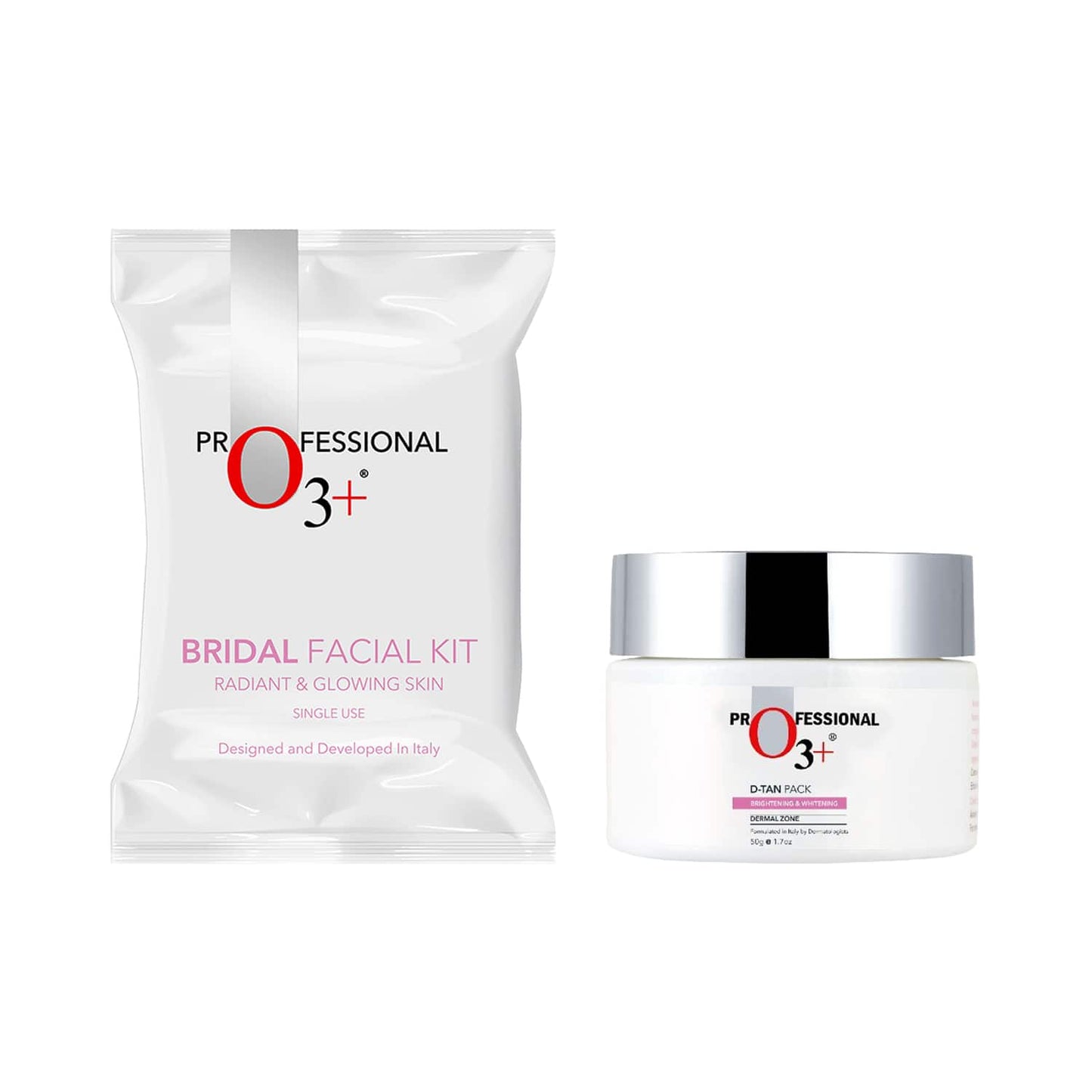 O3+ Brightening & Glow Dermal Zone D-Tan Pack (50g) & Bridal Facial Kit Glowing Skin Care Combo