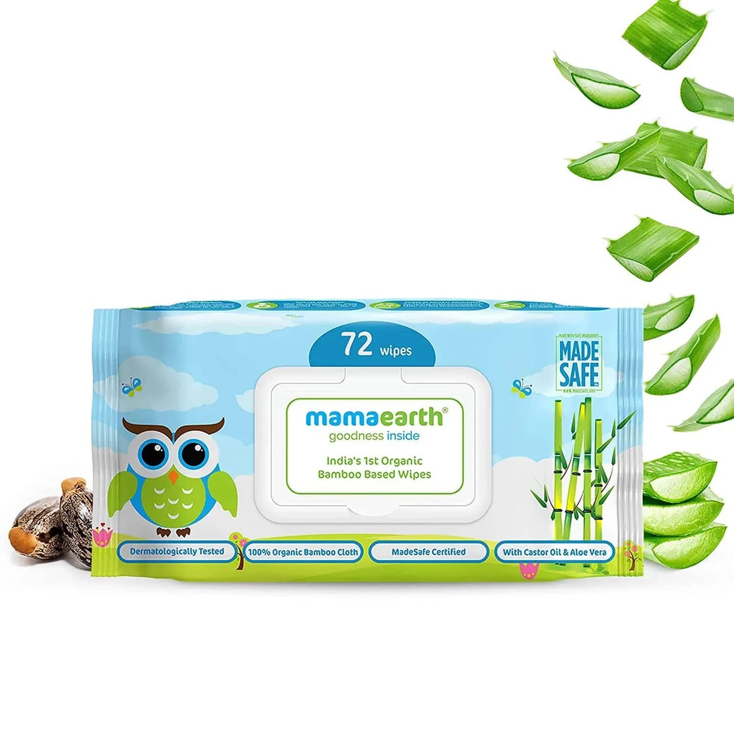 Mamaearth Organic Bamboo Based Baby Wipes (72Pcs)