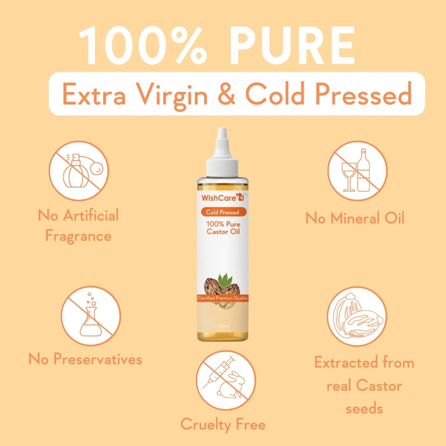 WishCare 100% Pure Cold Pressed Castor Oil & Olive Oil Combo - ( 200 ml each)