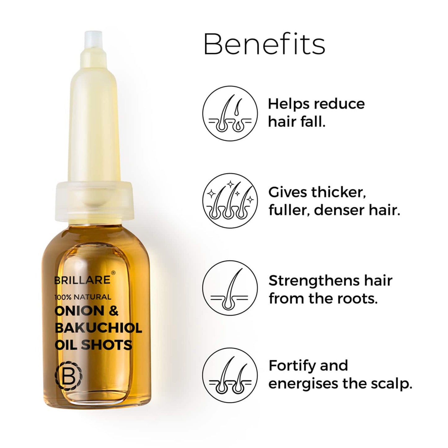 Brillare Onion & Bakuchiol Oil Shots For Hair Fall Reduction (48ml)