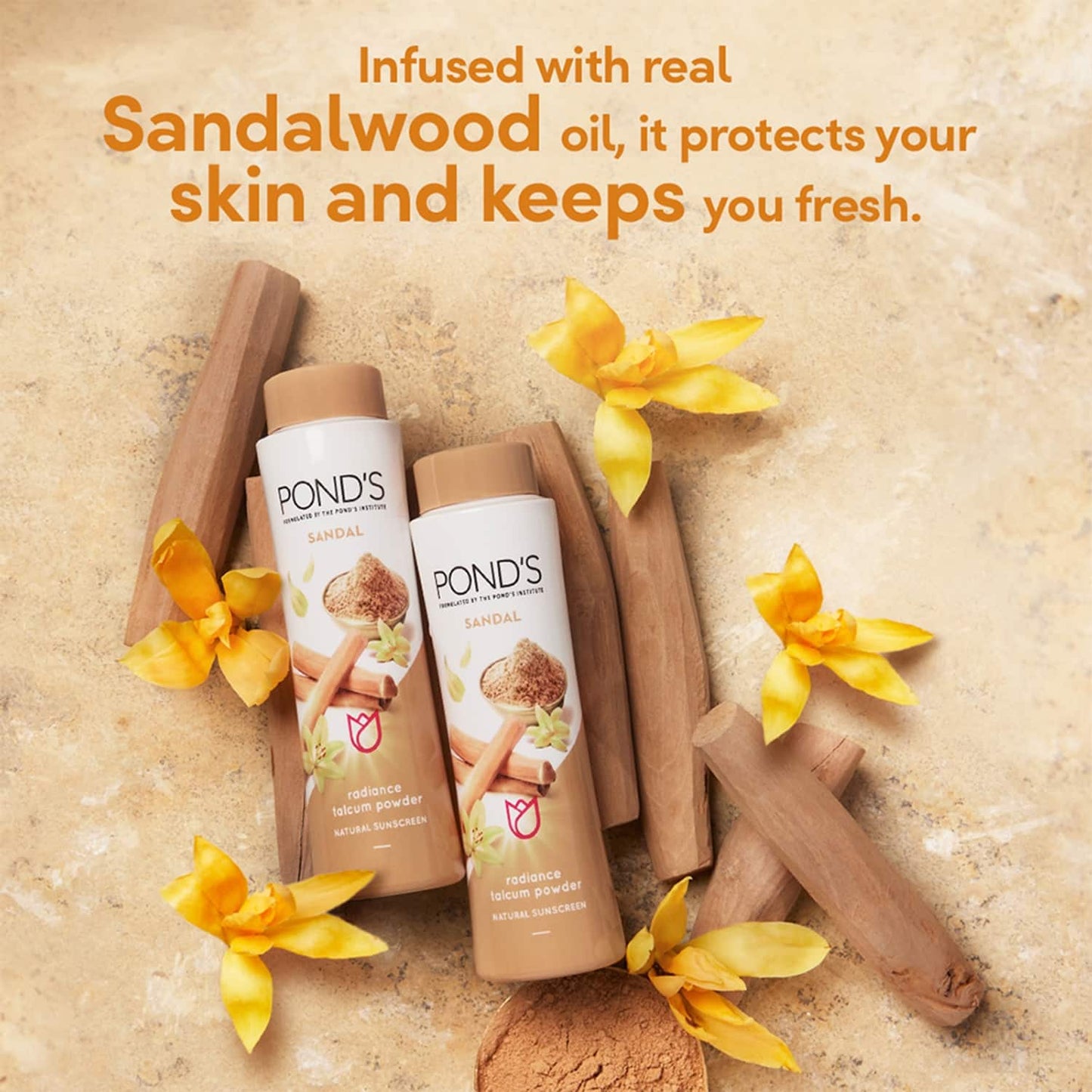 Pond's Sandal Radiance Talcum Powder Natural Sunscreen - (300g)