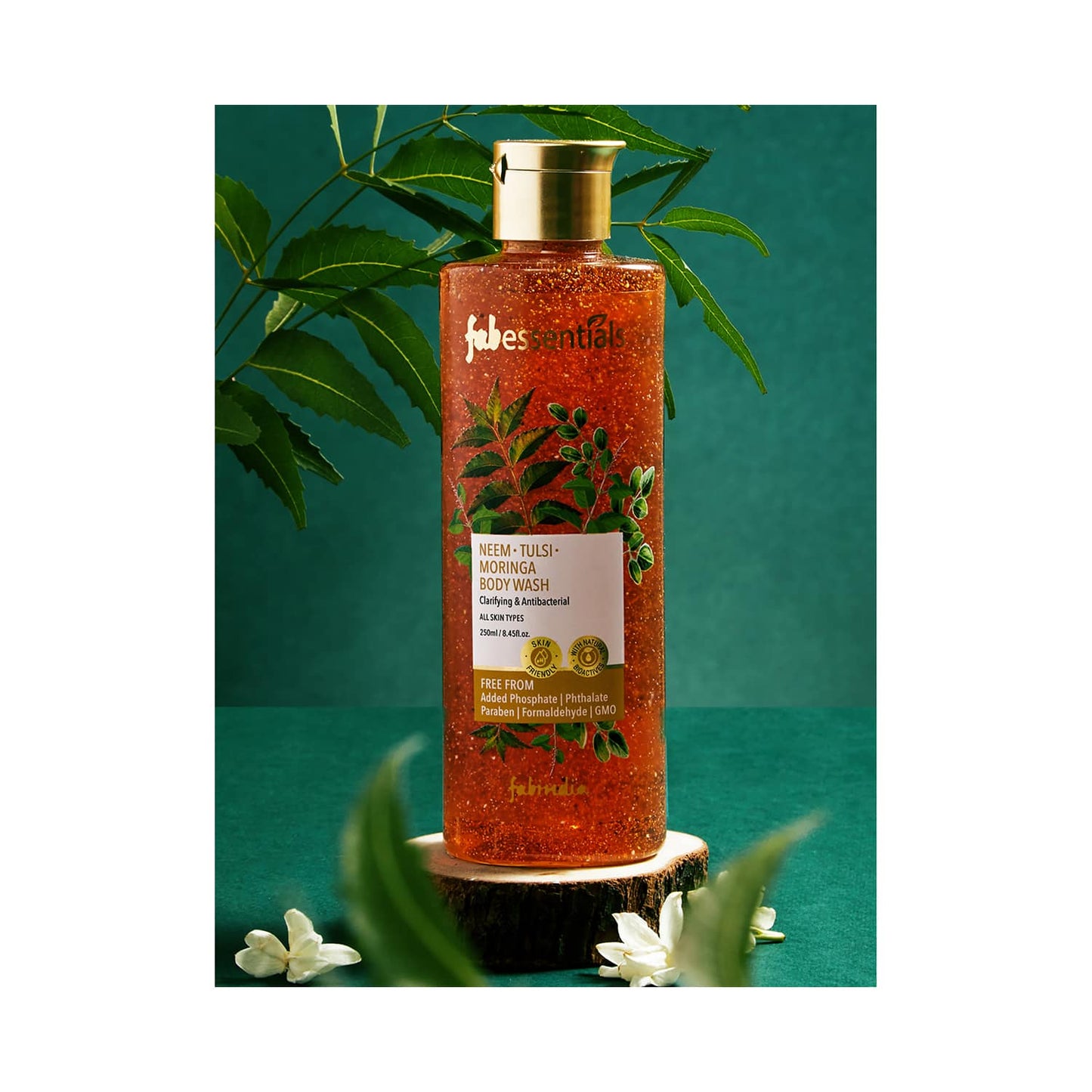 Fabessentials by Fabindia Neem Tulsi Moringa Body Wash With The Goodness Of Apricot Seed & Walnut Shell (250ml)