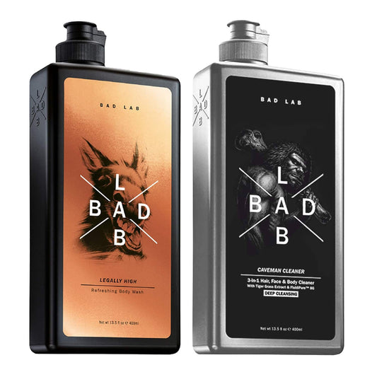 Bad Lab Legally High Refreshing Body Wash & Caveman Cleaner 3-In-1 Hair Deep Cleansing Combo