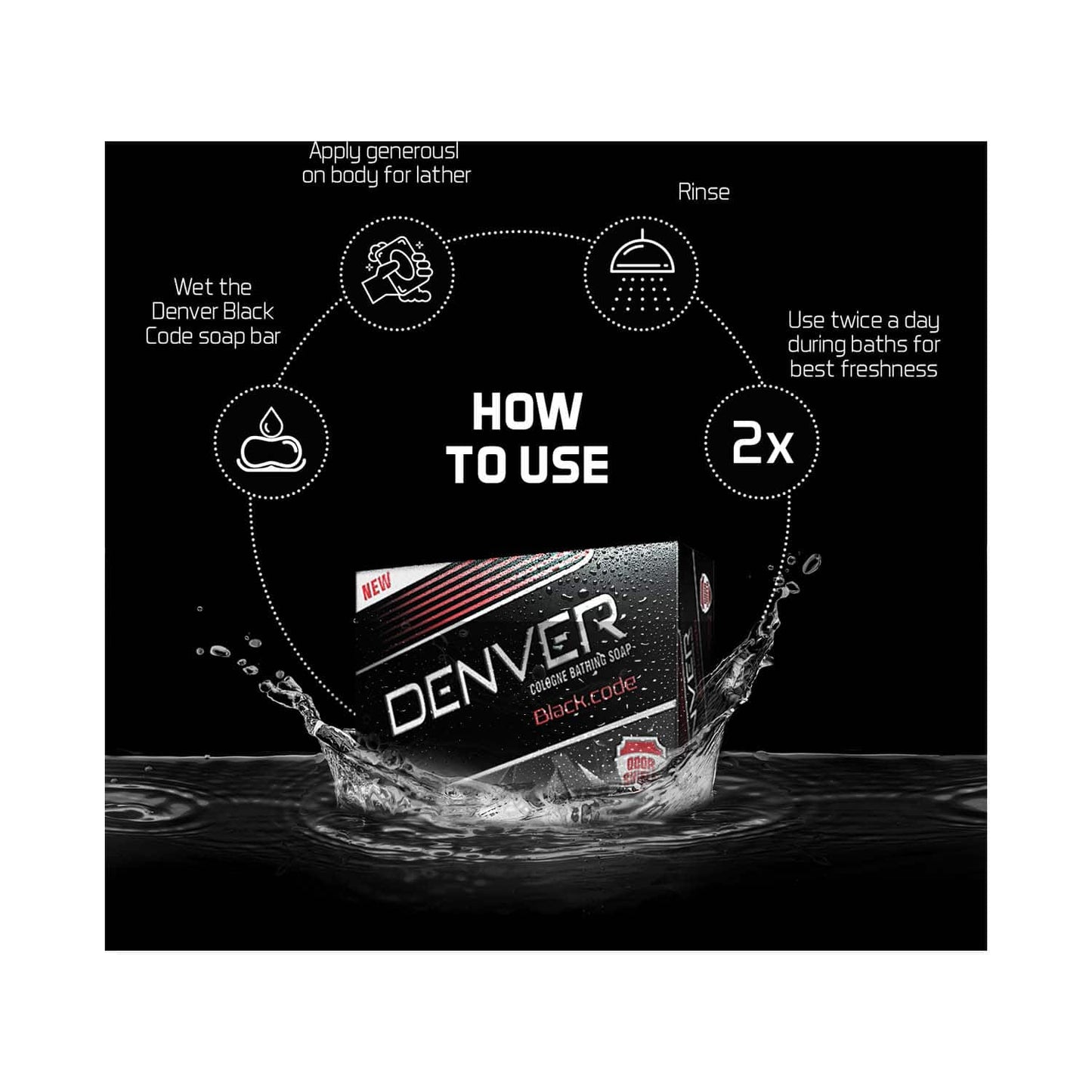 Denver Black Code Bath Soap For Men (125 g)