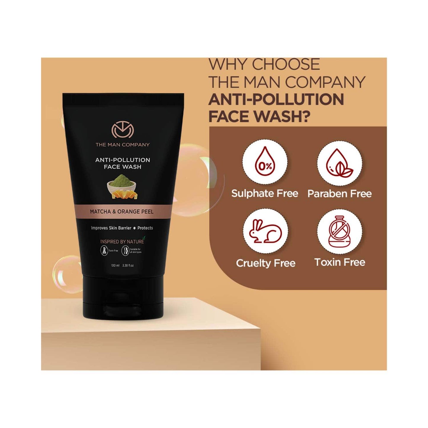 The Man Company Matcha & Orange Peel Anti Pollution Face Wash (100 ml)