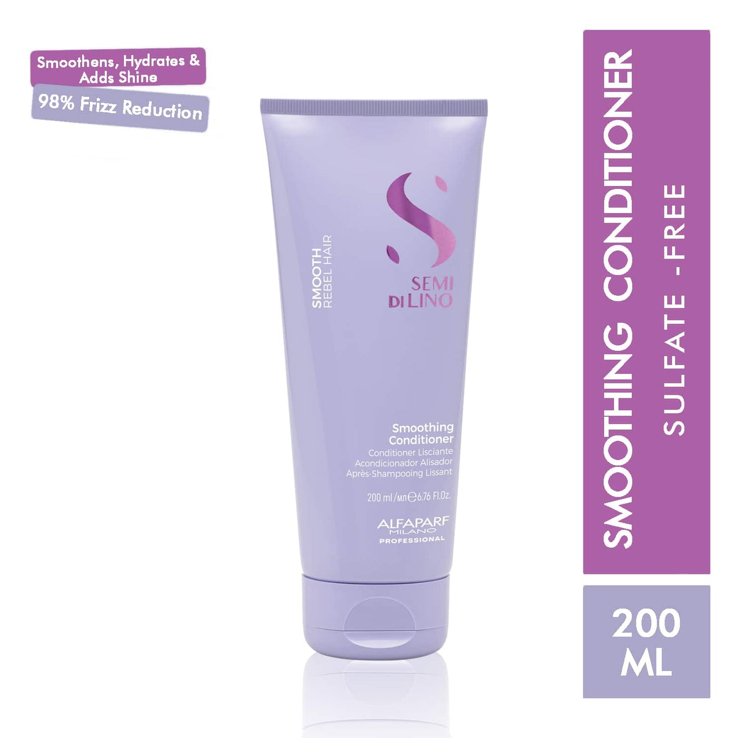 Alfaparf Milano Smoothing Low Conditioner - Dry, Frizzy Hair, Smooth, Shiny, Rebel Hair (250 ml)