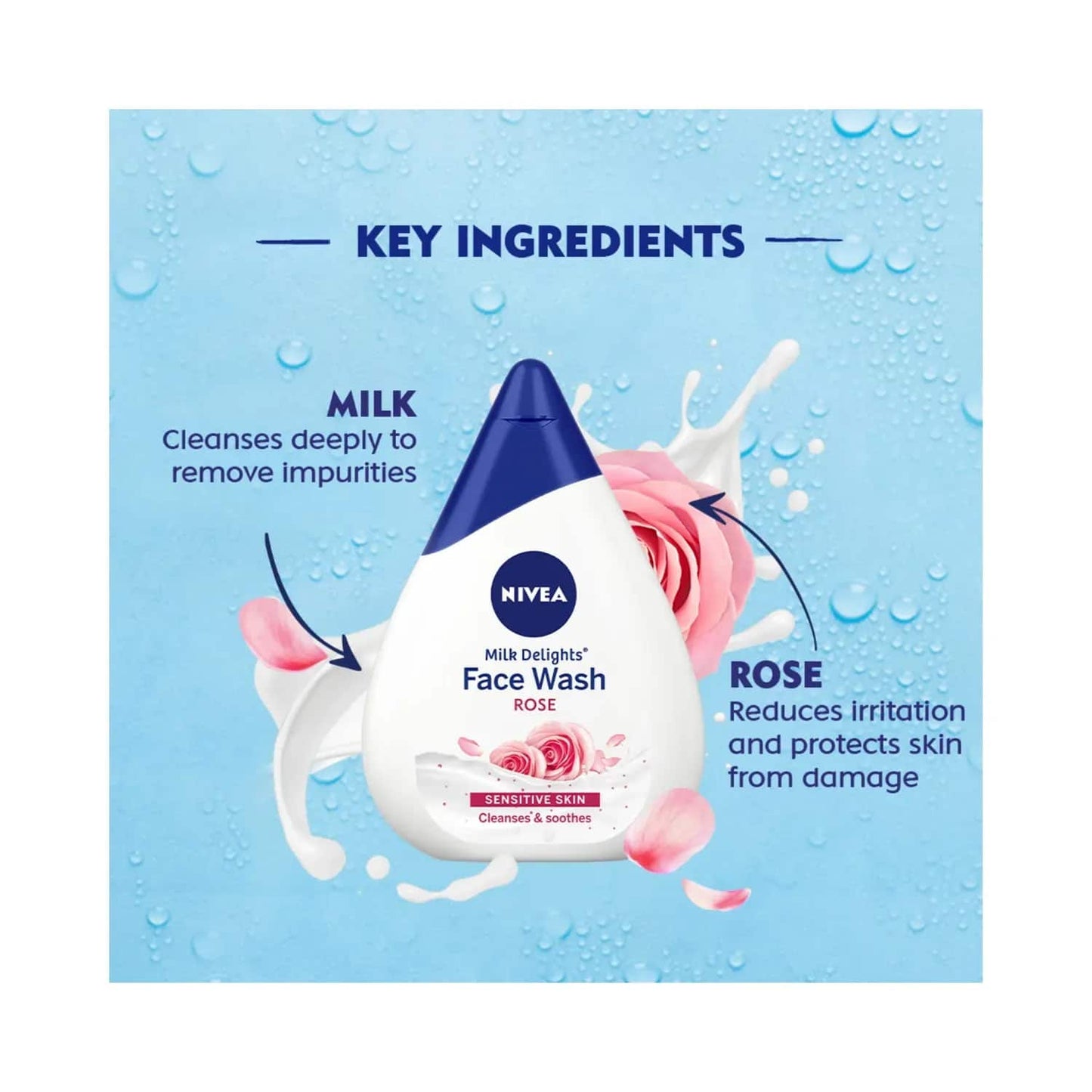 Nivea Milk Delights Caring Rosewater Facewash (100ml)