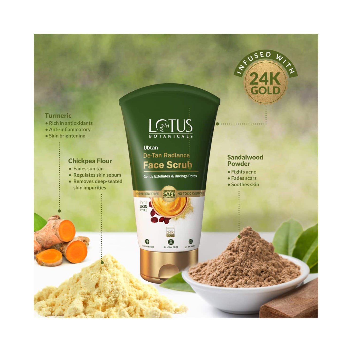 Lotus Botanicals Ubtan De-Tan Radiance Face Scrub (100g)