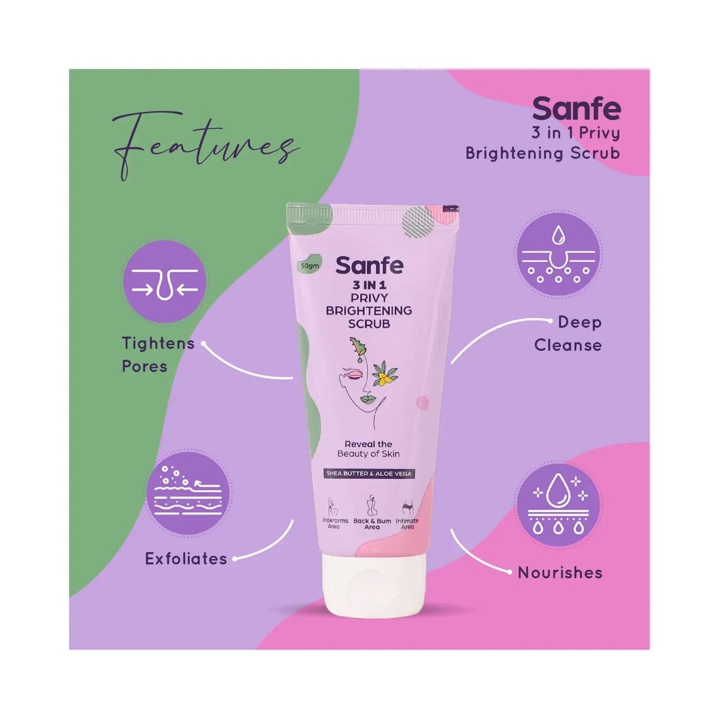 Sanfe 3 In 1 Privy Brightening Scrub (50g)