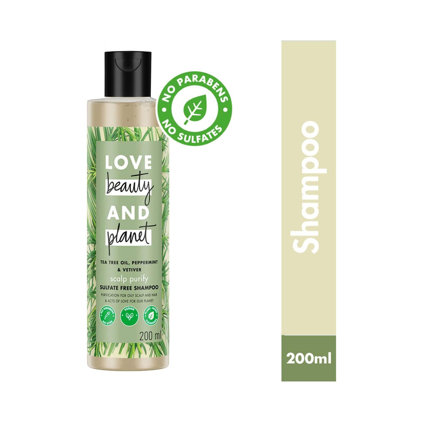 Love Beauty & Planet Tea Tree Peppermint & Vetiver Clarifying Shampoo No Sulphates (200 ml)