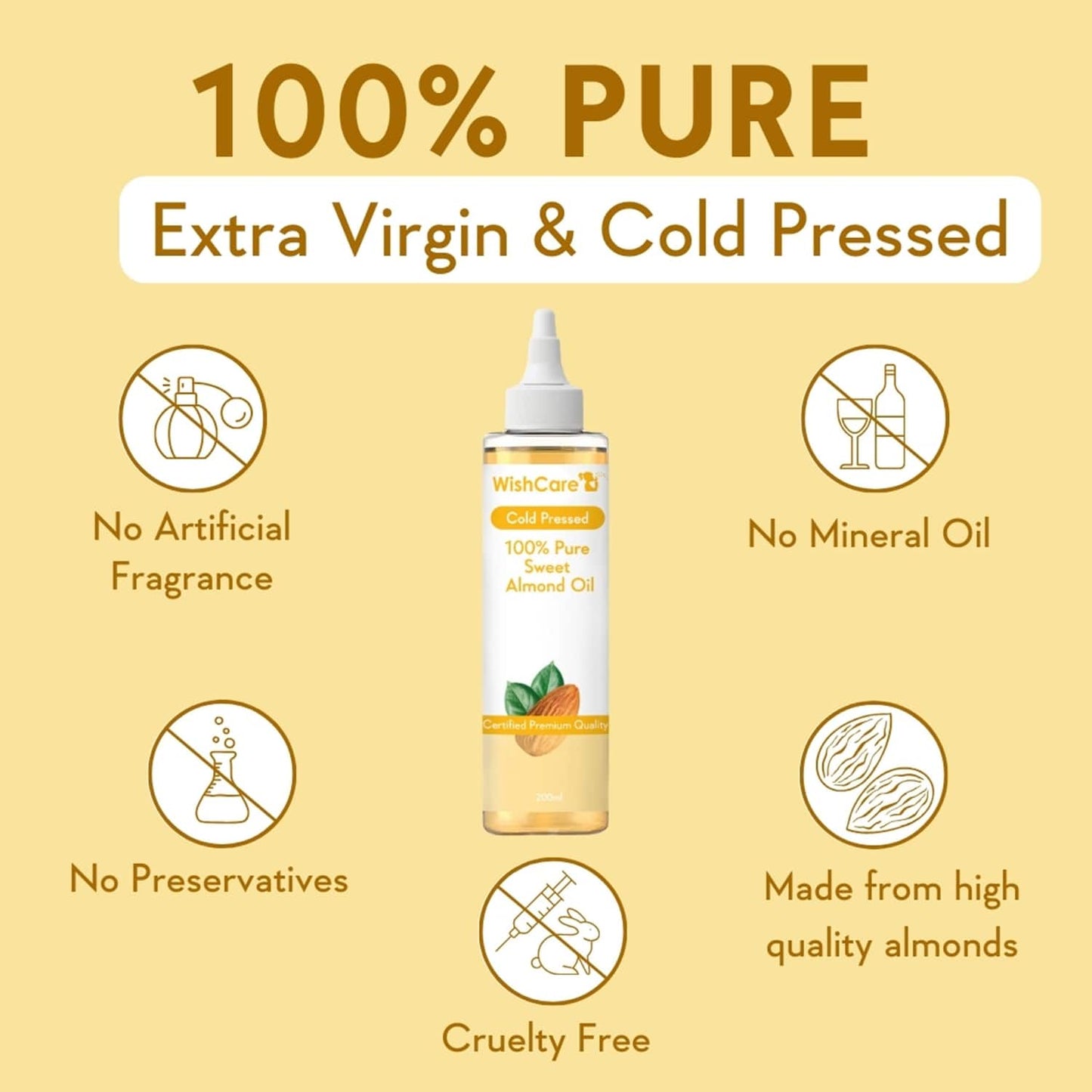 WishCare 100% Pure Cold Pressed Olive Oil & Sweet Almond Oil Combo - (200 ml each)