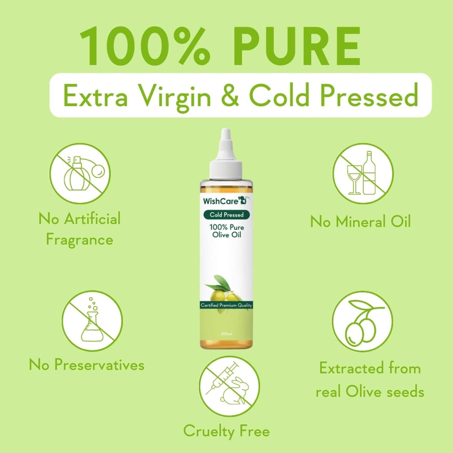 WishCare 100% Pure Cold Pressed Castor Oil & Olive Oil Combo - ( 200 ml each)