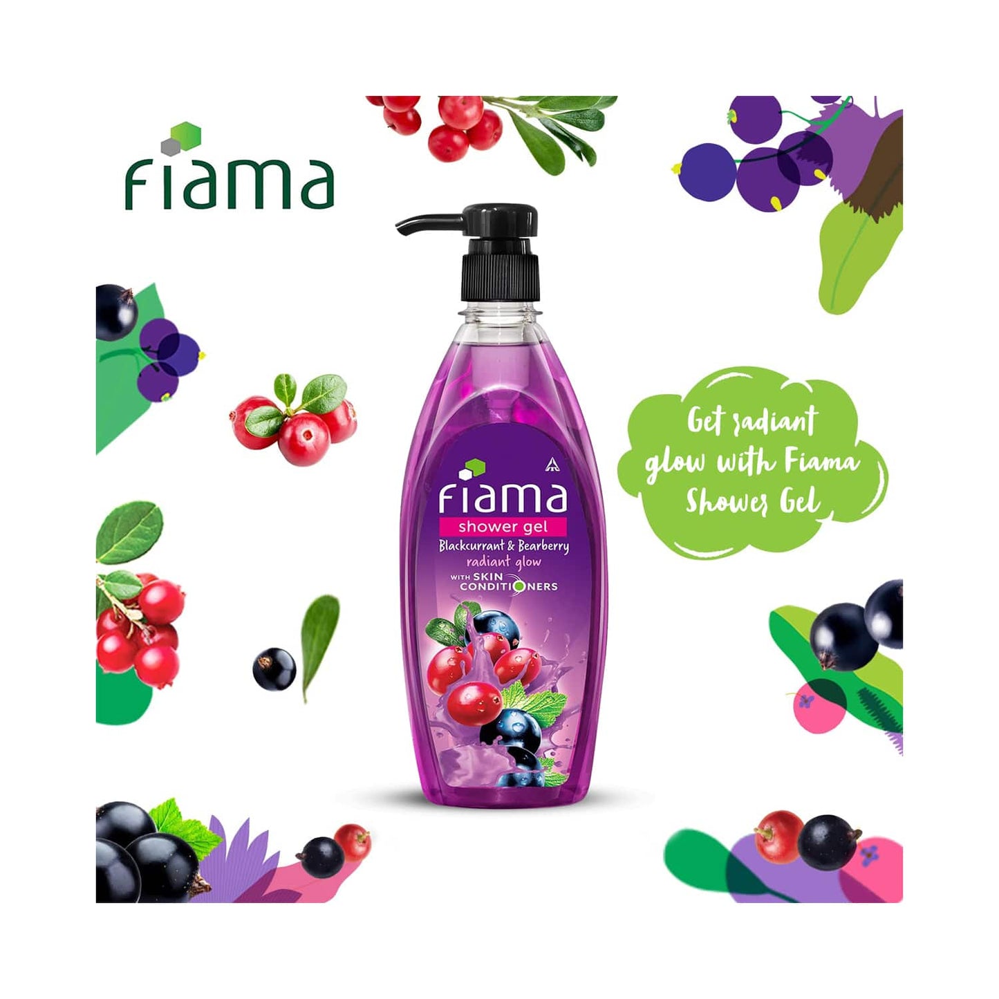 Fiama Blackcurrant & Bearberry Radiant Glow Shower Gel With Skin Conditioners (500ml)