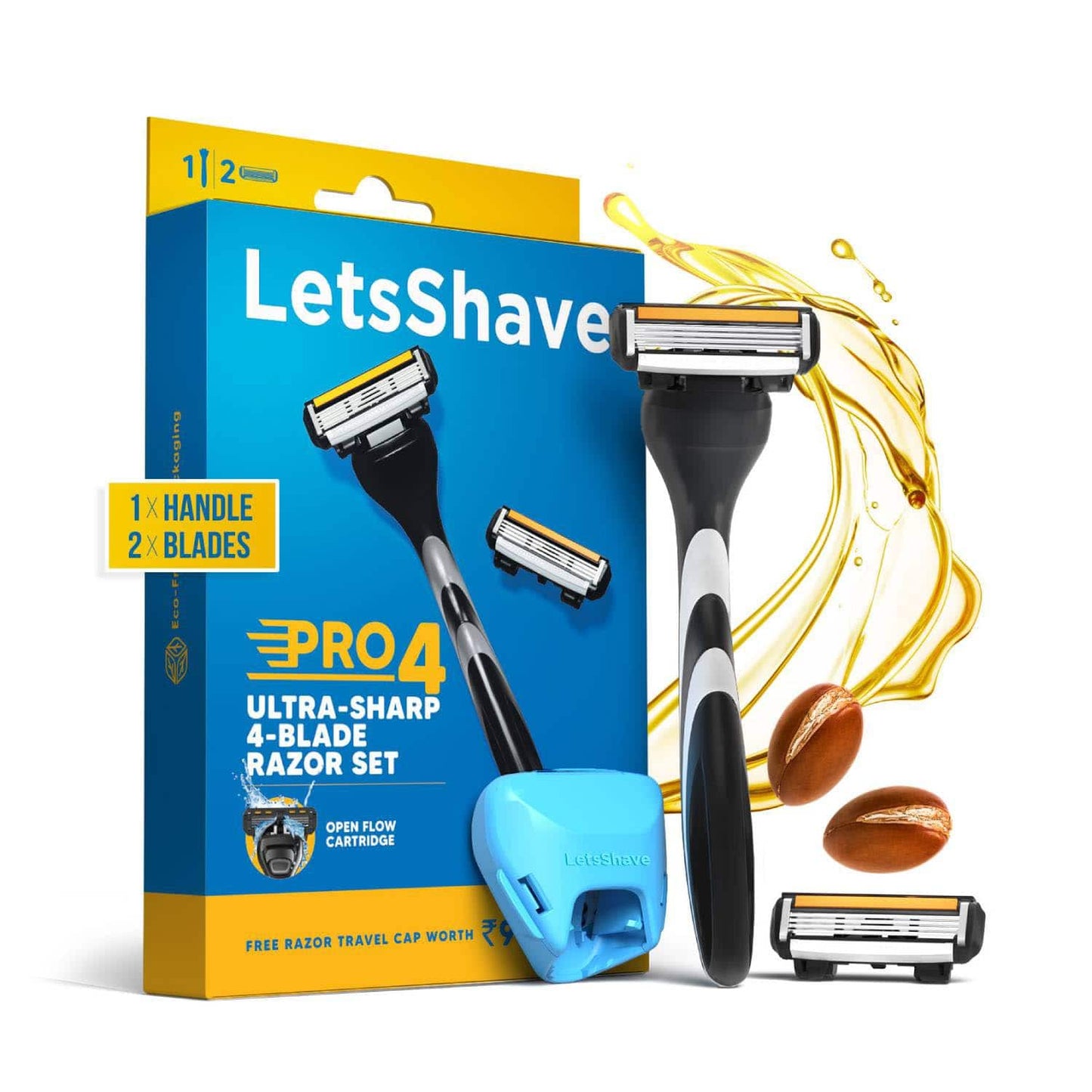 LetsShave Pro 4 Shaving Razor For Men - Black, Grey