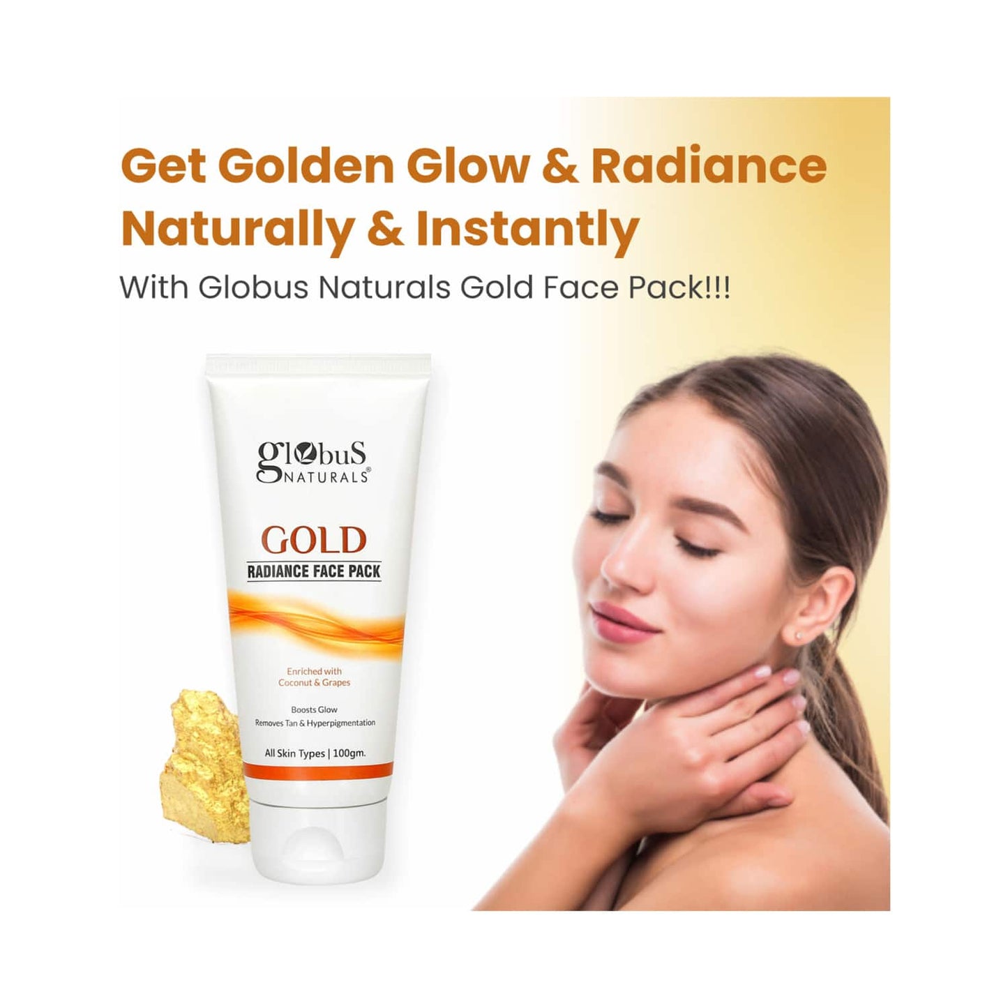 Globus Naturals Gold Radiance Anti Ageing & Brightening Face Pack Enriched With Saffron (2 Pcs)