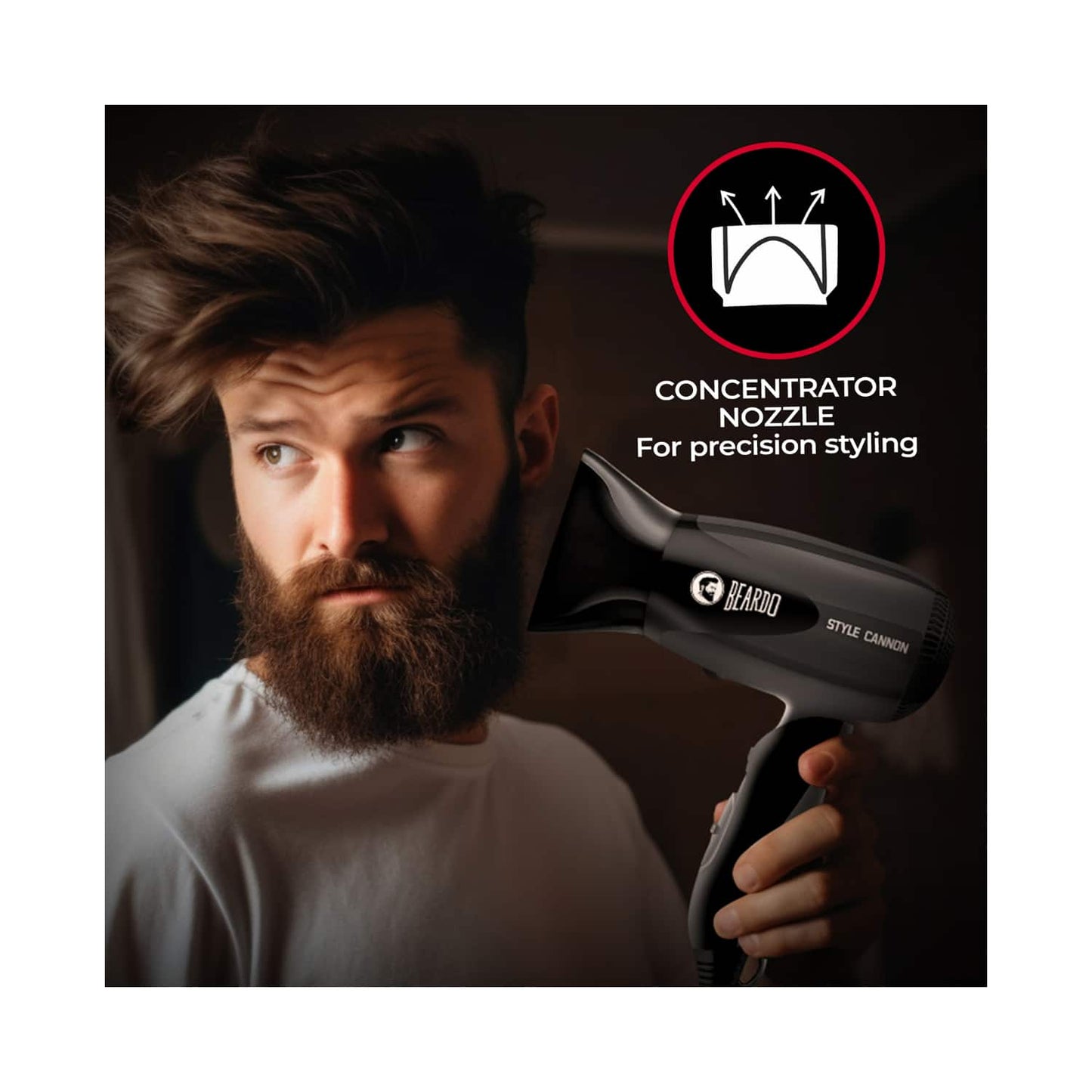 Beardo Style Cannon Ultracompact Hair Dryer For Men Black