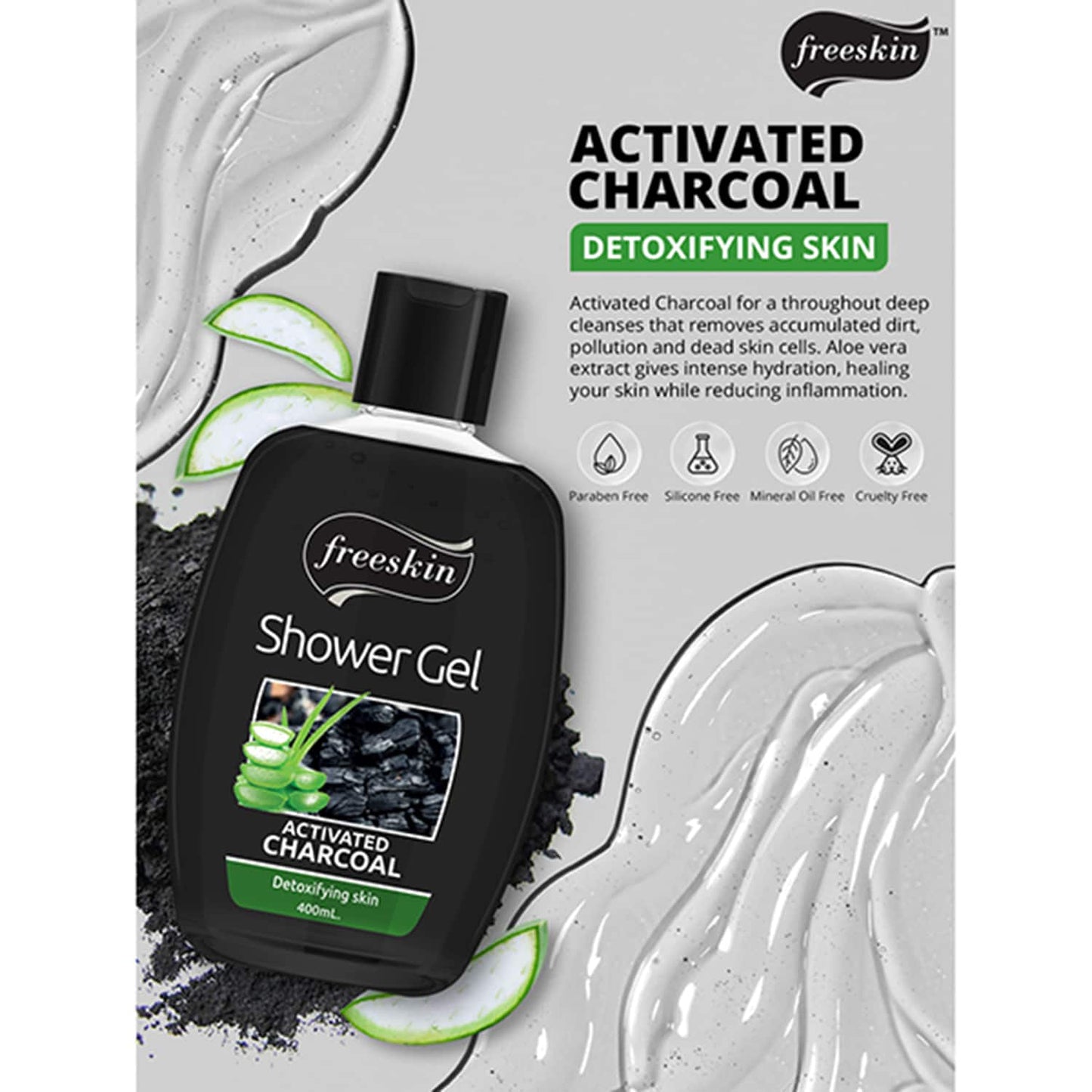 Freeskin Charcoal Activated Shower Gel (400ml)