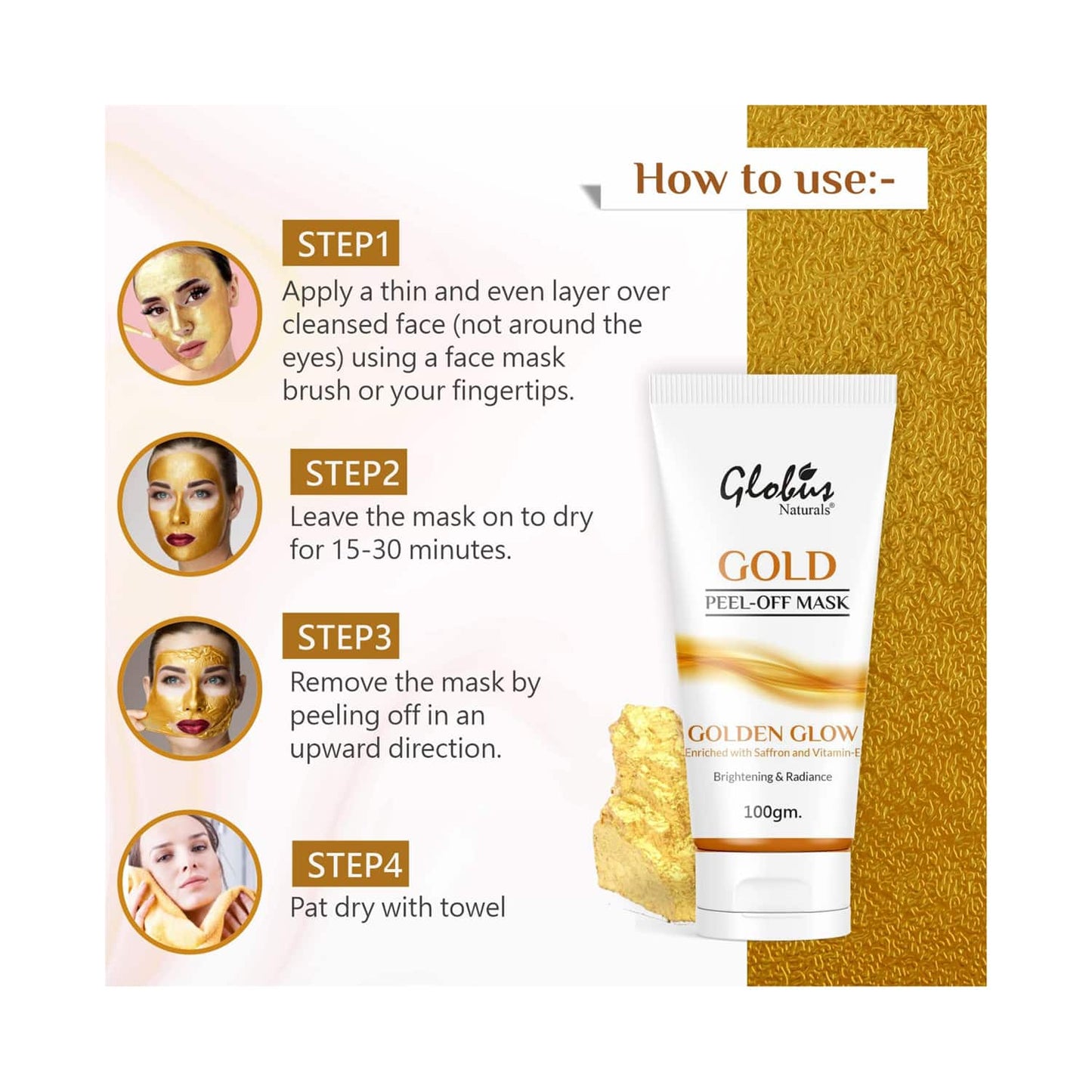 Globus Remedies Gold Peel Off Mask (100g)