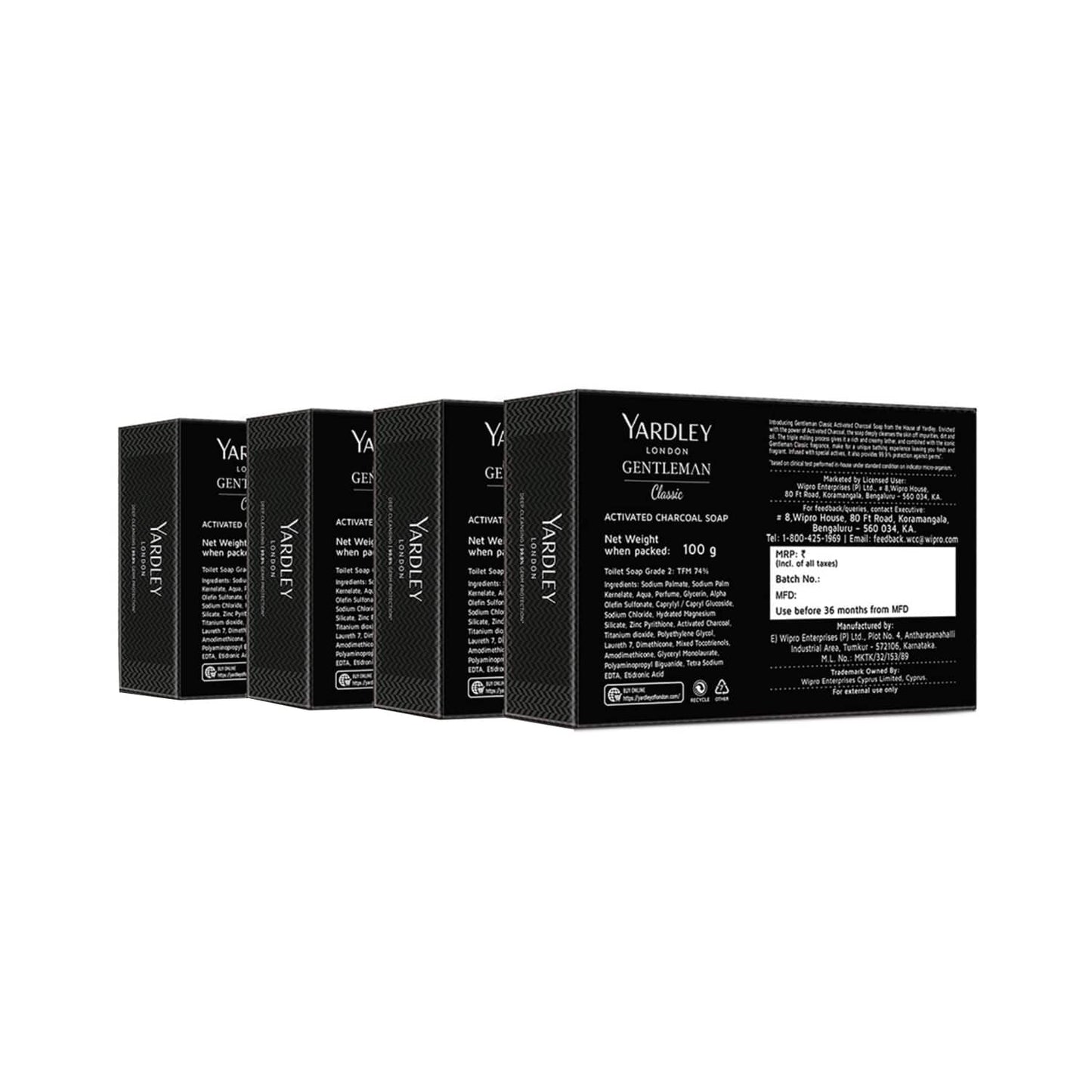 Yardley London Gentleman Classic Activated Charcoal Soap - (4 Pcs)