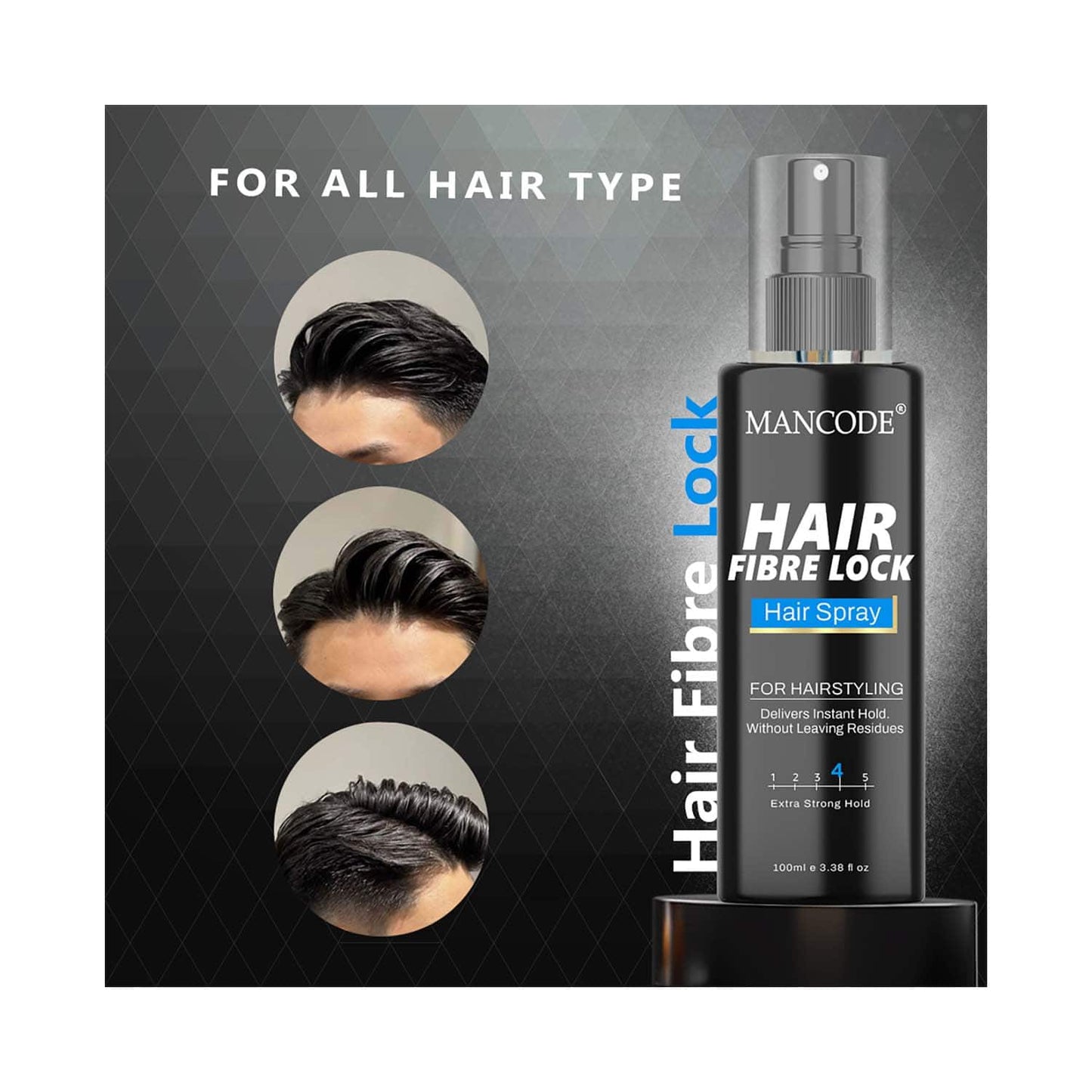 Mancode Hair Fibre Lock Lightweight Hair Spray For Hair Styling Delivers Instant Hold (100 ml)