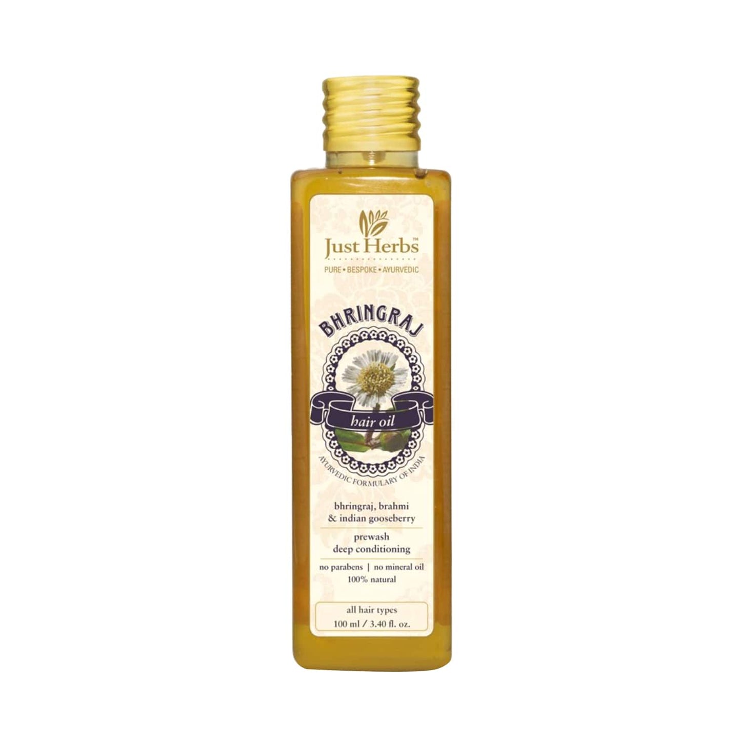 Just Herbs Bhringraj Hair Oil For Hair Growth & Hairfall Control (100ml)