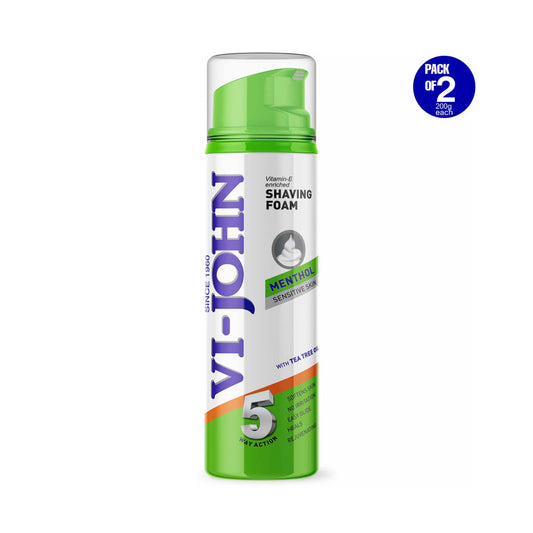 VI-JOHN Classic Menthol 5 Way Action Shaving Foam (Pack of 2)