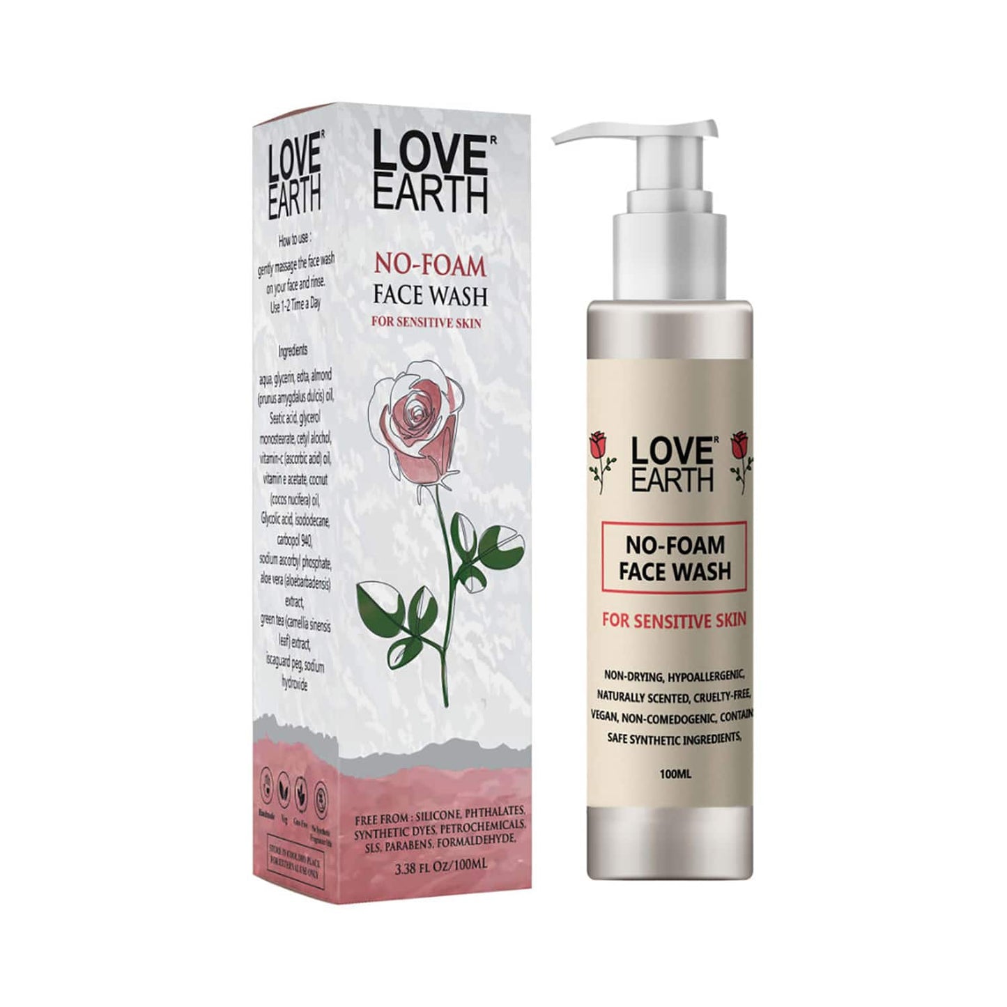 Love Earth No Foam Face Wash For Normal To Sensitive Skin (100ml)