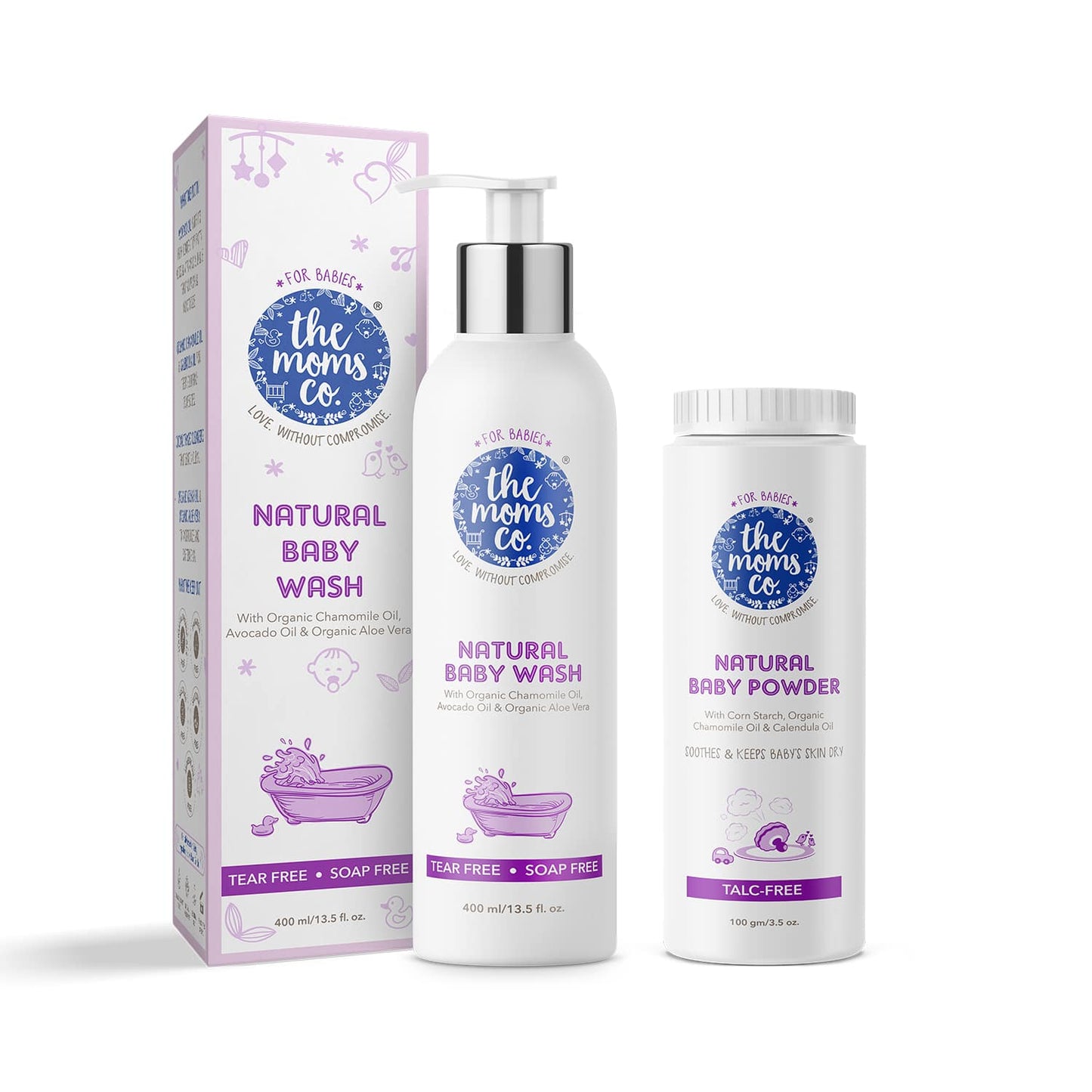 The Mom's Co. Talc-Free Natural Baby Powder & Natural Baby Wash Combo