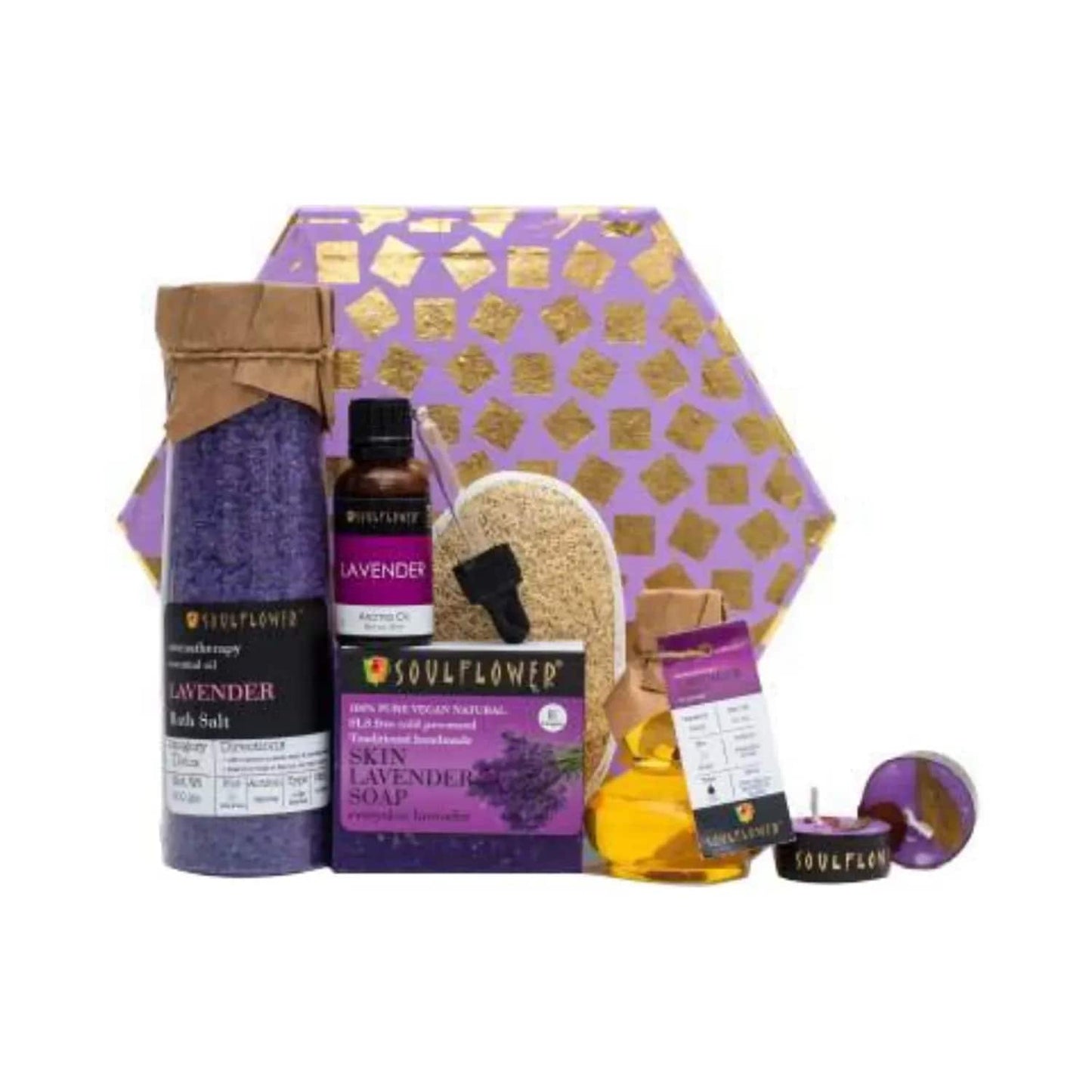 Soulflower Lavender Hexagon Festive Gift Set - (7 Pcs)