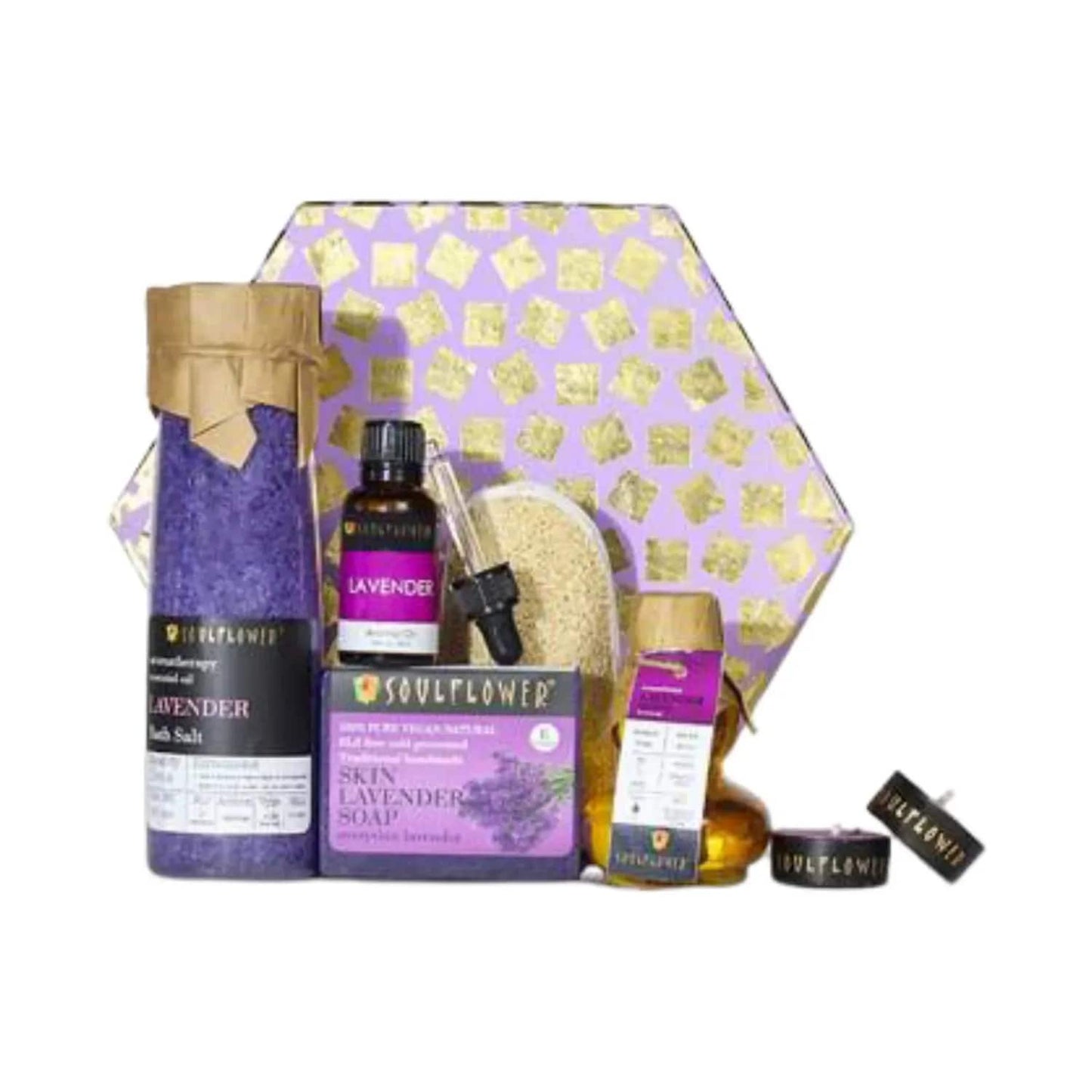 Soulflower Lavender Hexagon Festive Gift Set - (7 Pcs)