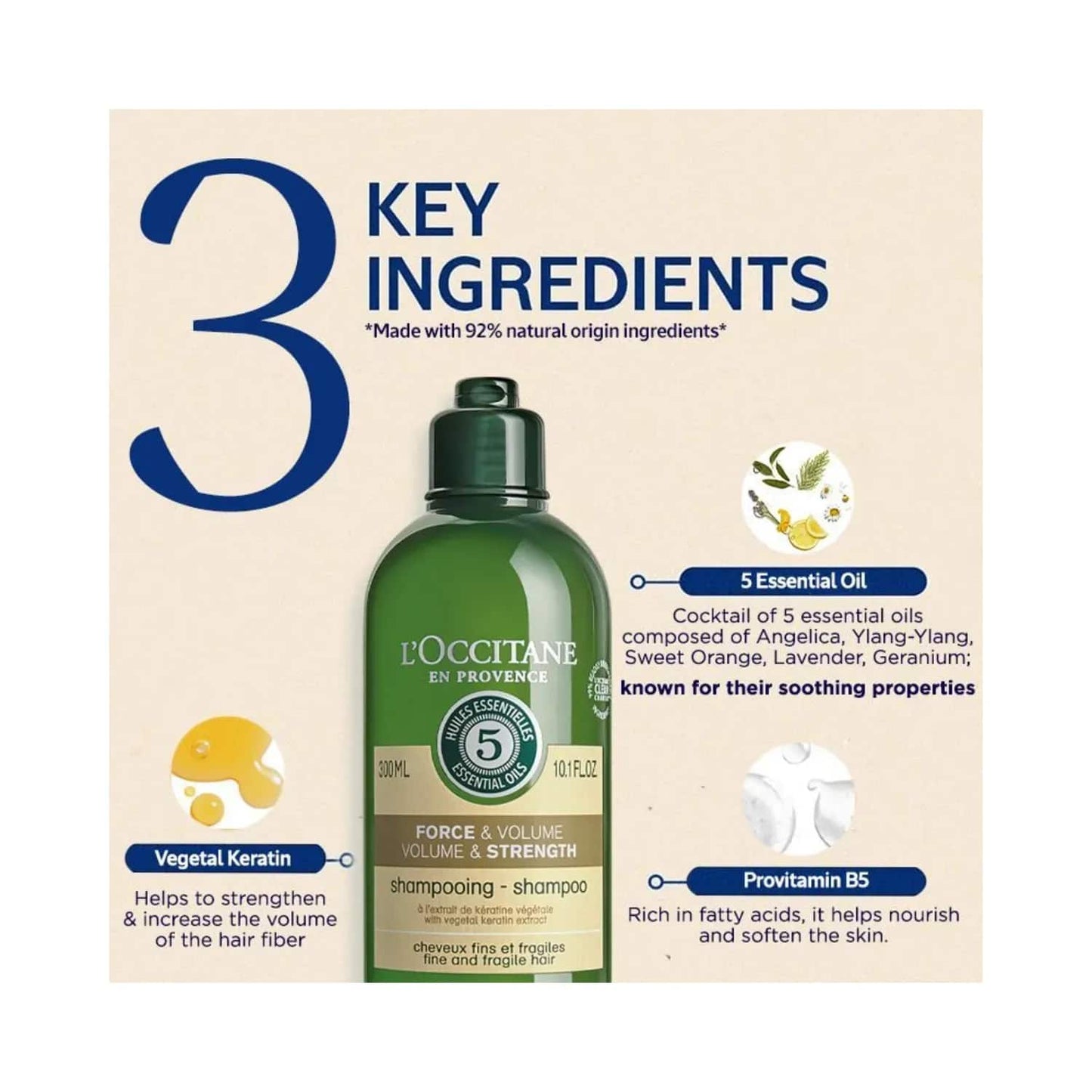 L'occitane En Provence Strength & Volume Shampoo - (75ml)