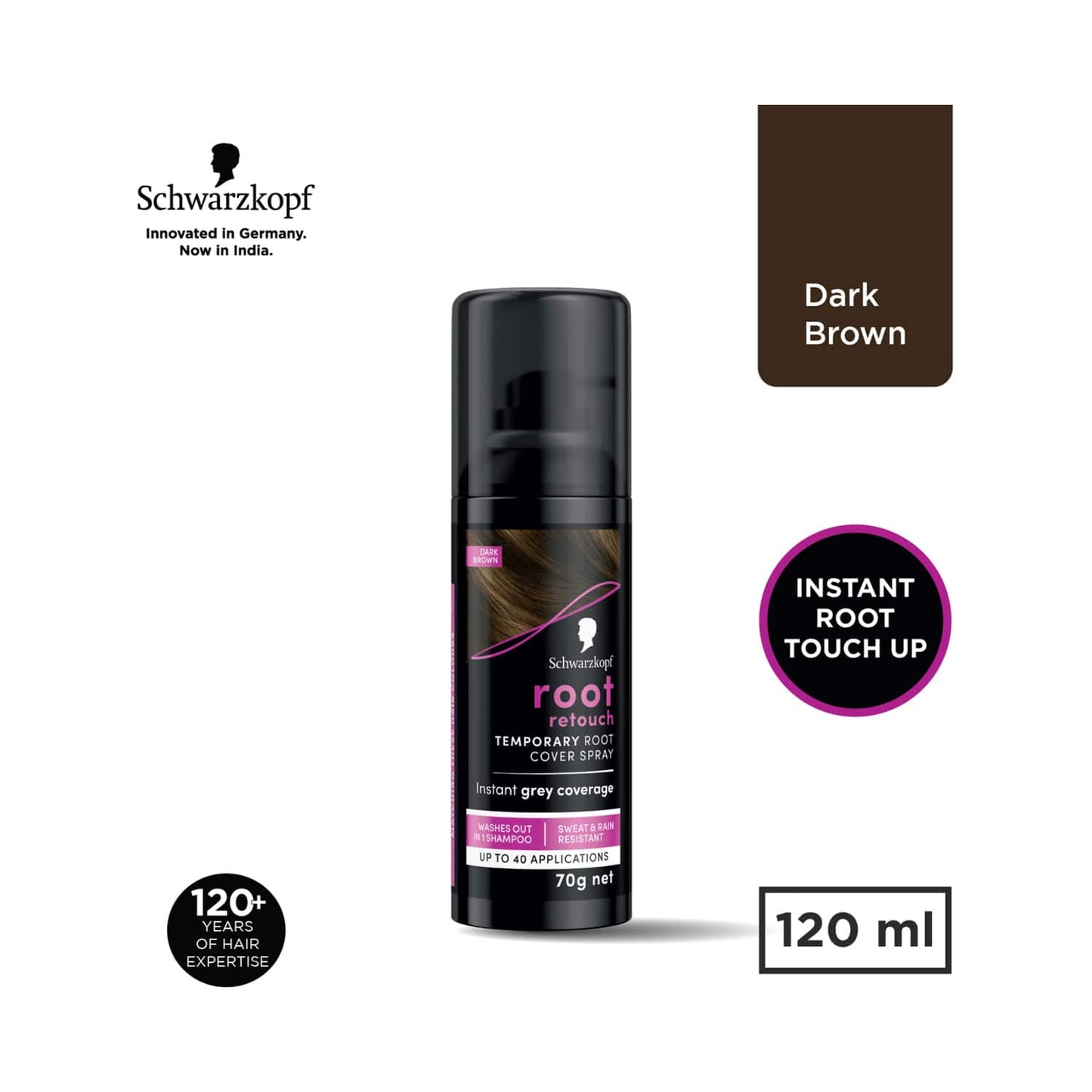 Schwarzkopf Root Retouch Instant Temporary Hair Spray - Dark Brown (120ml)