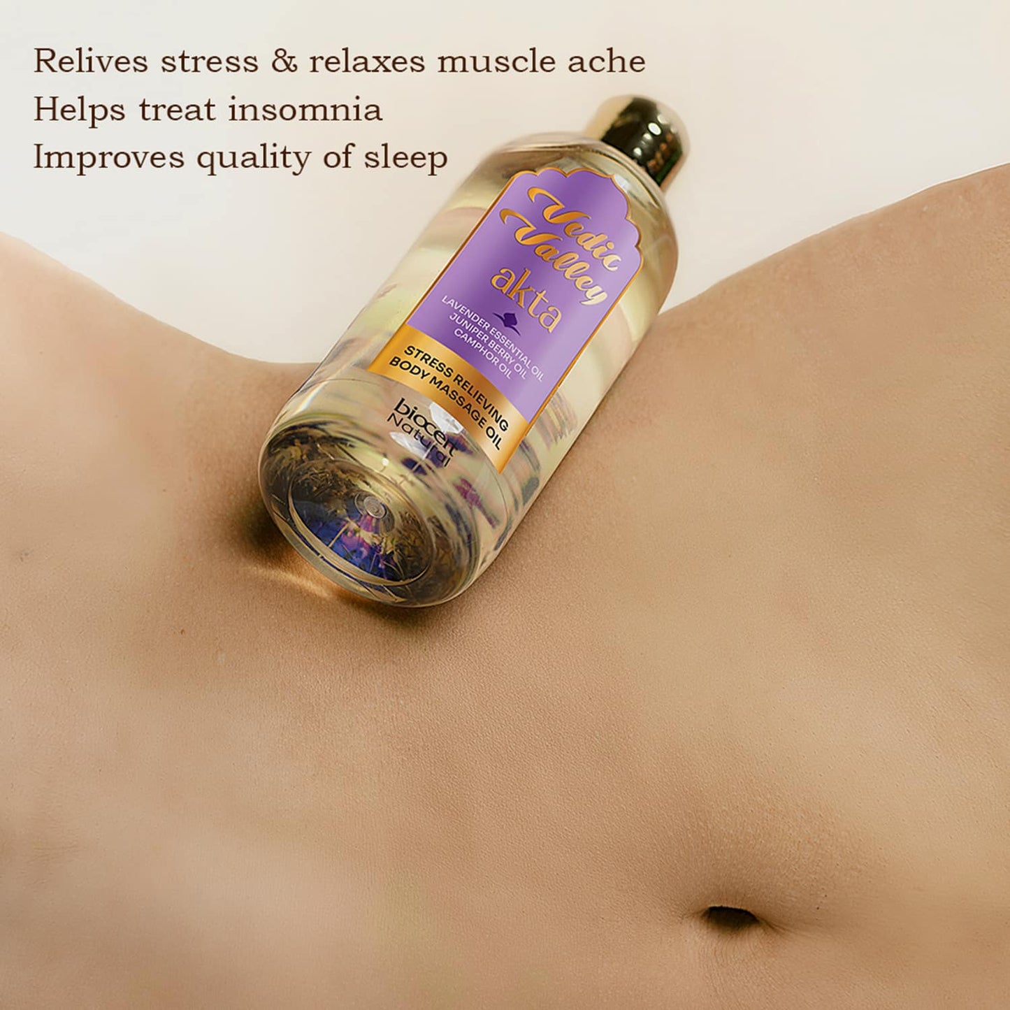 Vedic Valley Lavender Stress Relieving Natural Body Massage Oil - (300ml)