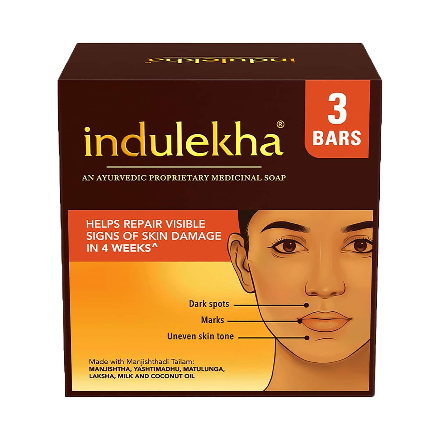 Indulekha Ayurvedic Proprietary Medicine Soap Bar Pack (3Pcs)