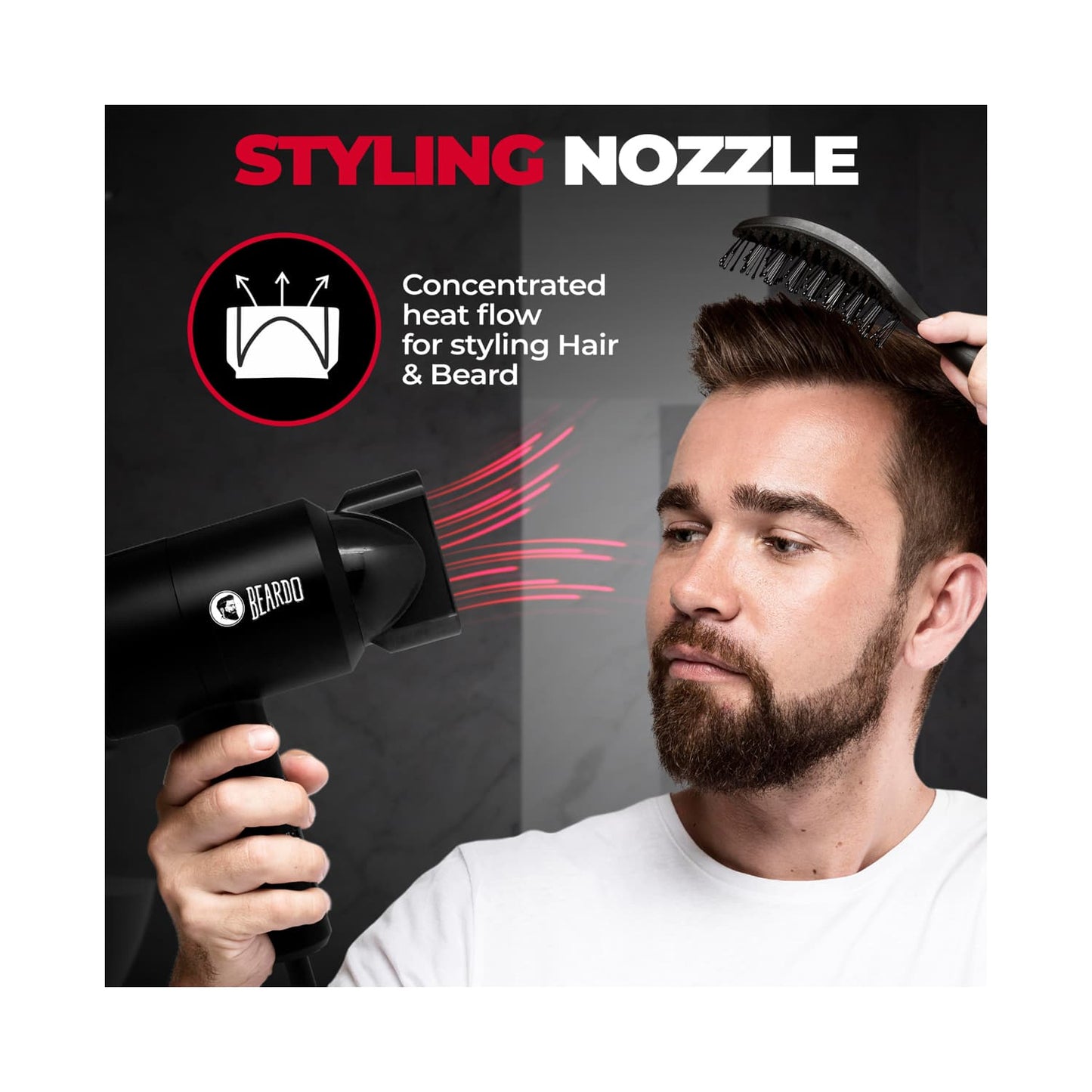 Beardo Styling Gun Ultra Compact Hair Dryer - Black