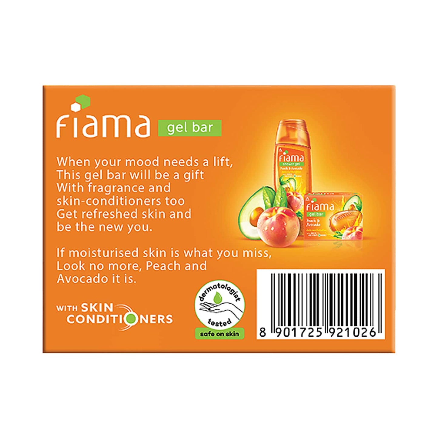 Fiama Peach And Avocado Moisturized Skin Gel Bar With Skin Conditioners (125g)