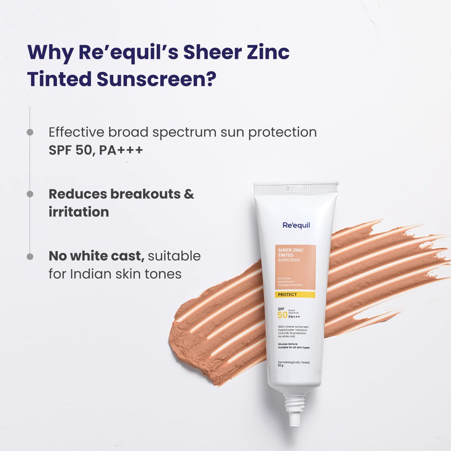 Re'equil Sheer Zinc Tinted Mineral Sunscreen SPF 50 (50g)