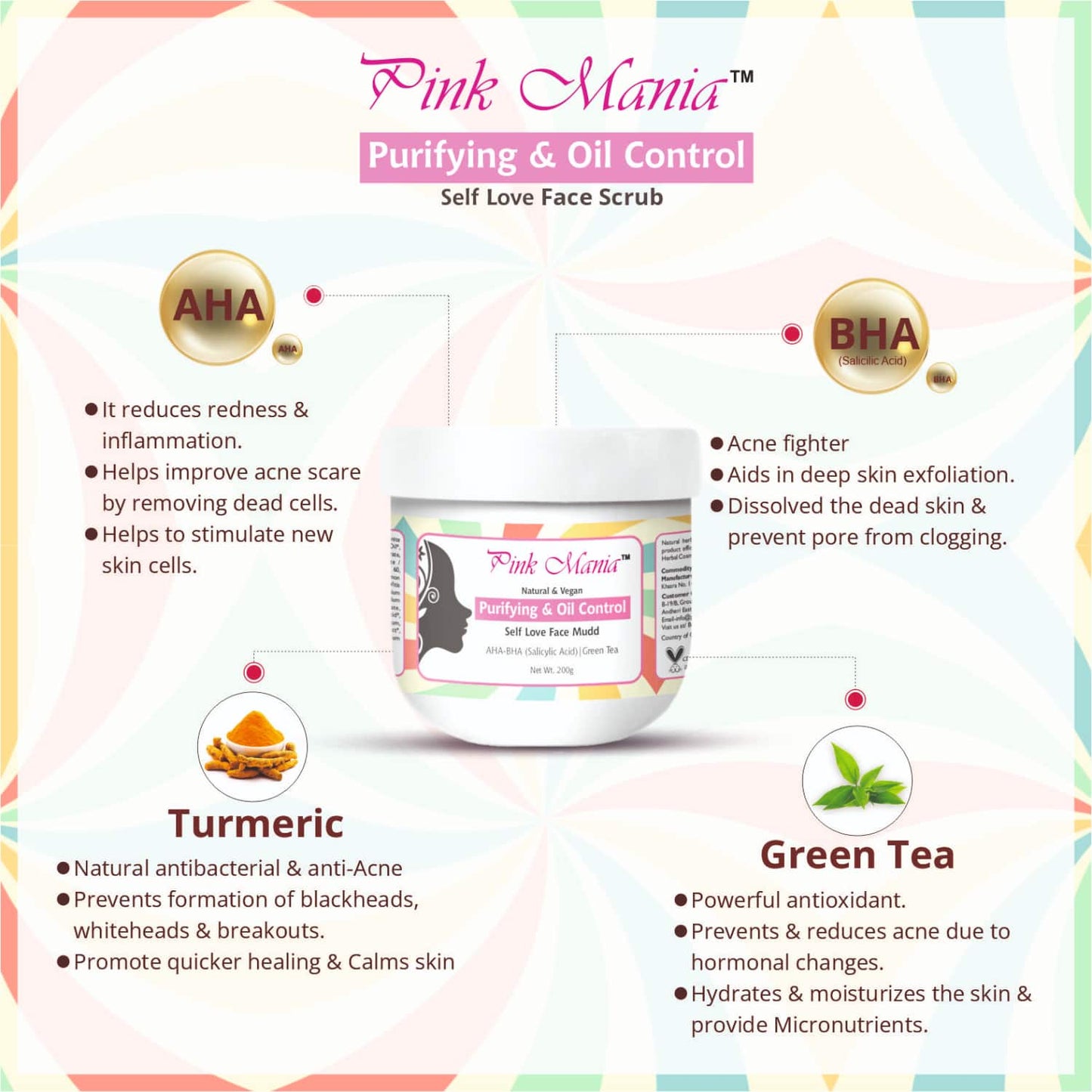 Passion Indulge Pinkmania Aha-Bha Face Mudd For Oily Skin (200 gm)