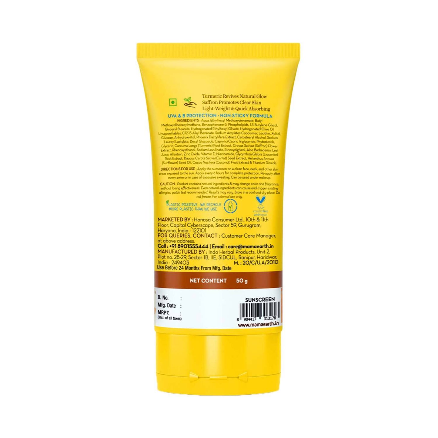 Mamaearth Ubtan Detan Sunscreen With SPF 50 PA ++++ (50 g)