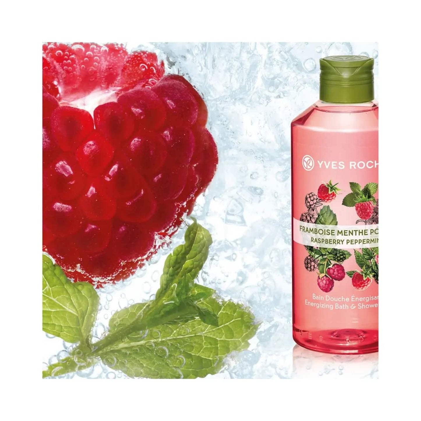 Yves Rocher Energizing Bath and Shower Gel Raspberry Peppermint (400ml)