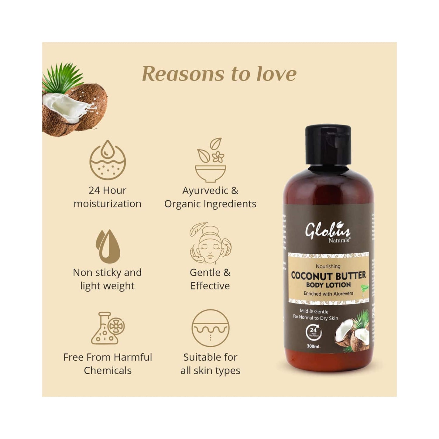 Globus Naturals Nourishing Coconut Butter Body Lotion (300ml)