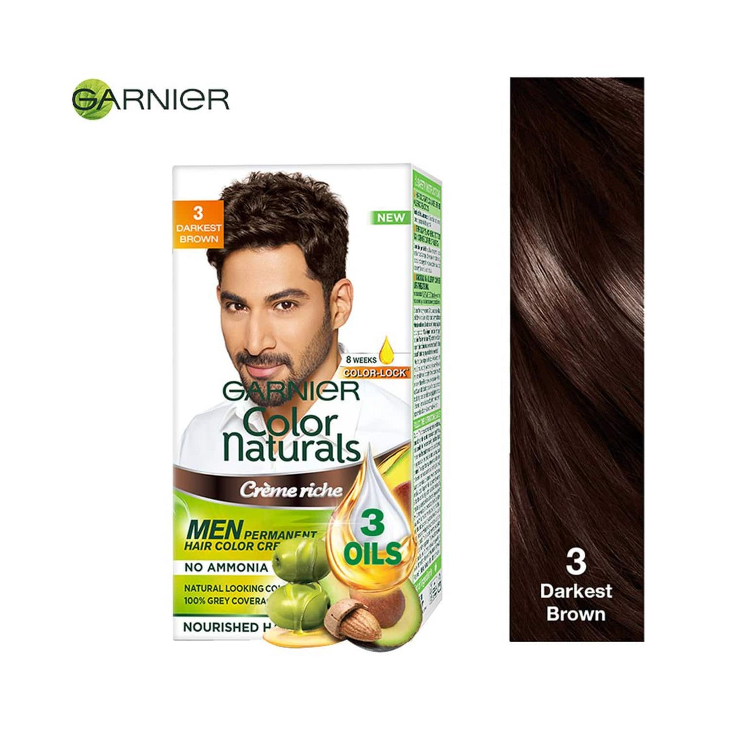 Garnier Color Naturals Men Creme Riche Hair Colour - 3 Darkest Brown (30ml+30g)