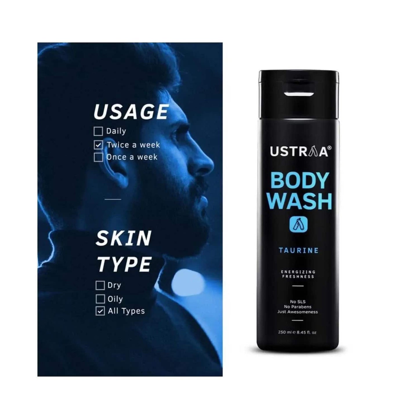 Ustraa Taurine Energizing Freshness Body Wash - (2 Pcs)