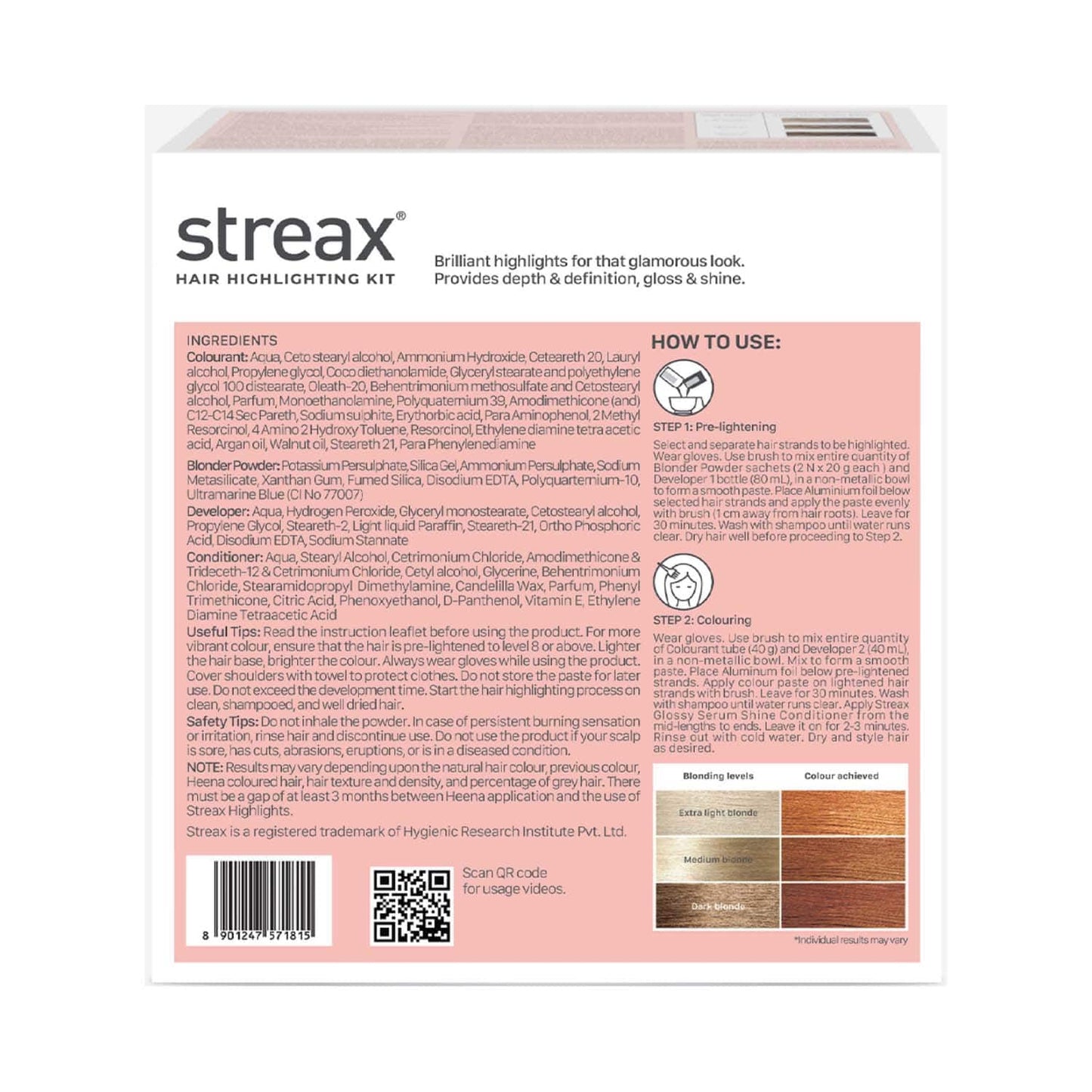 Streax Ultralights Hair Color Highlight Kit - Vibrant Blonde (180 g)